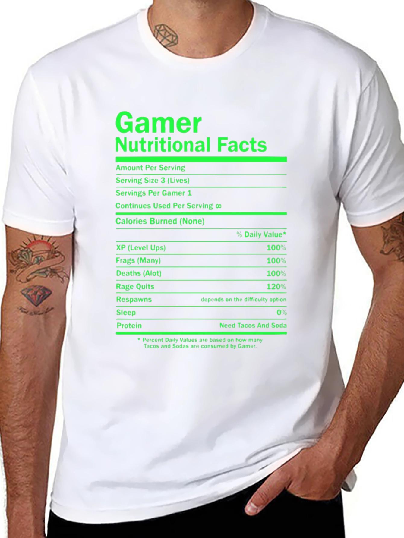 Gamer Nutritional Facts Black T-Shirt