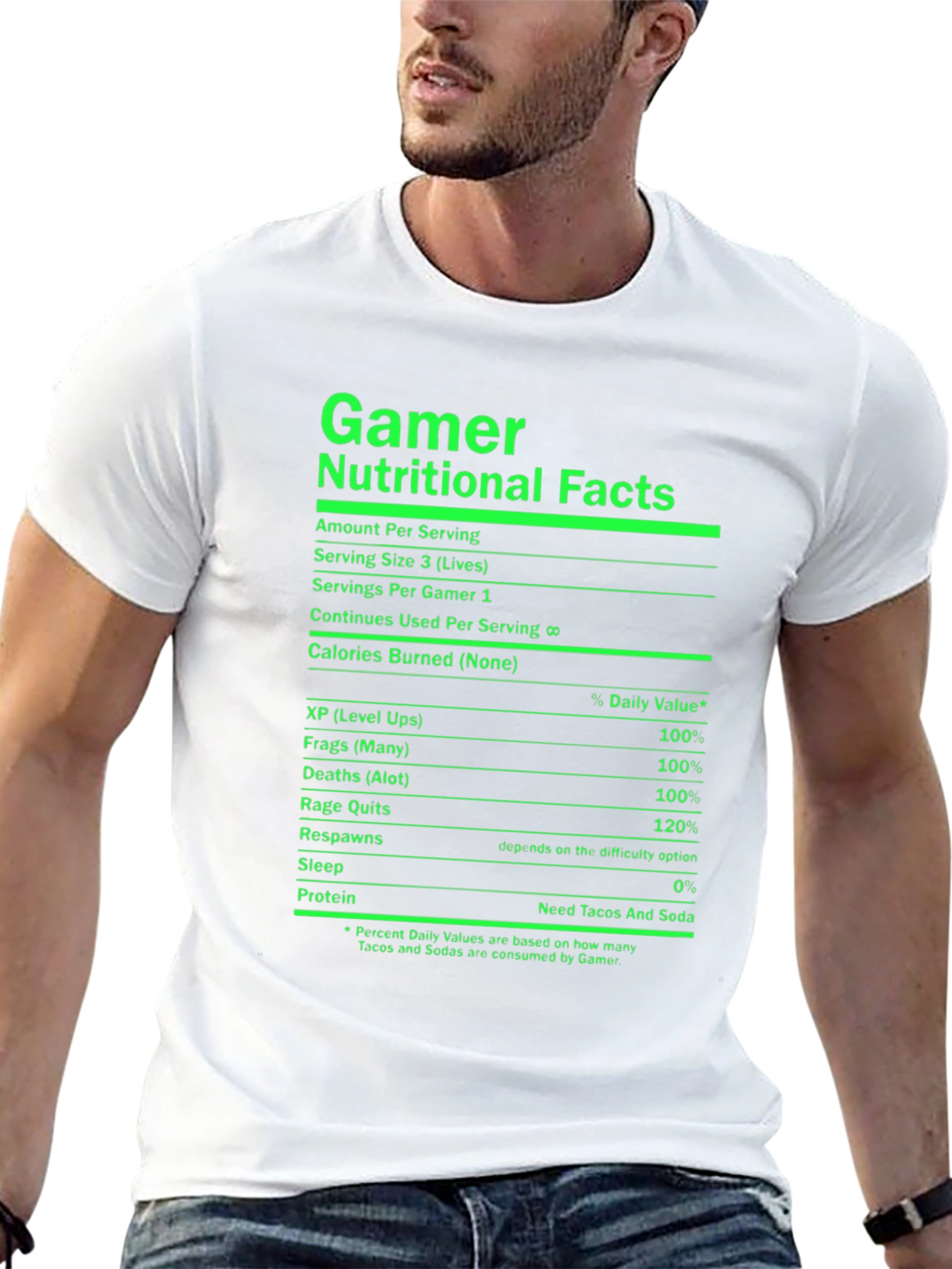 Gamer Nutritional Facts Black T-Shirt