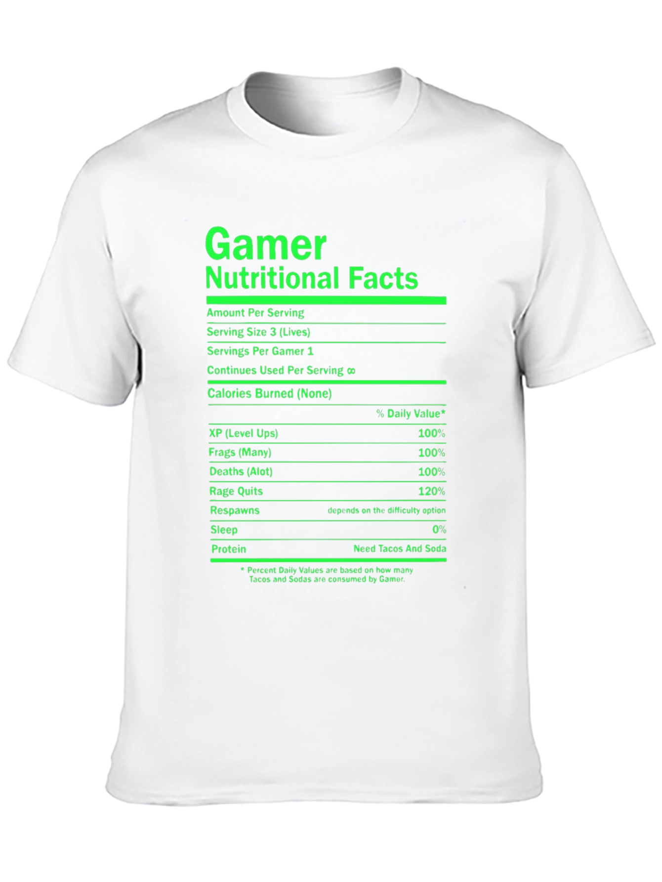 Gamer Nutritional Facts Black T-Shirt