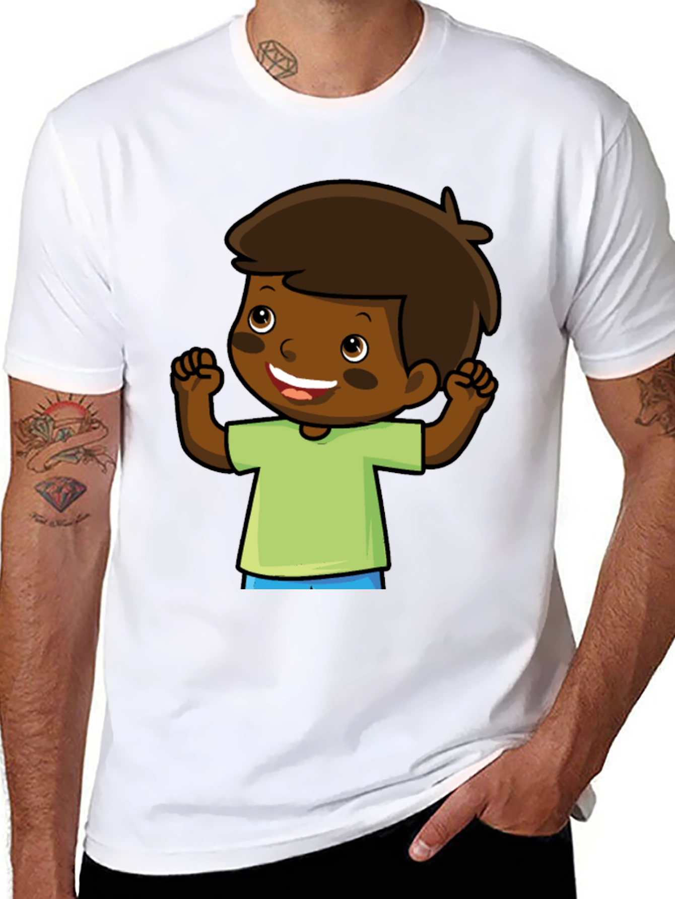 Cartoon Boy Graphic Tee - Fun & Casual