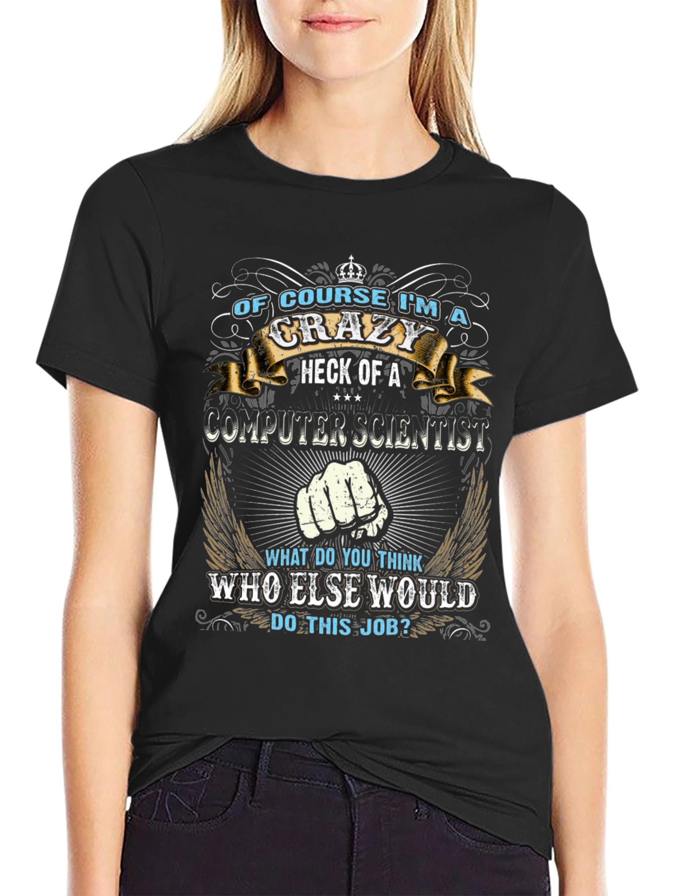 Crazy Computer Scientist Black T-Shirt