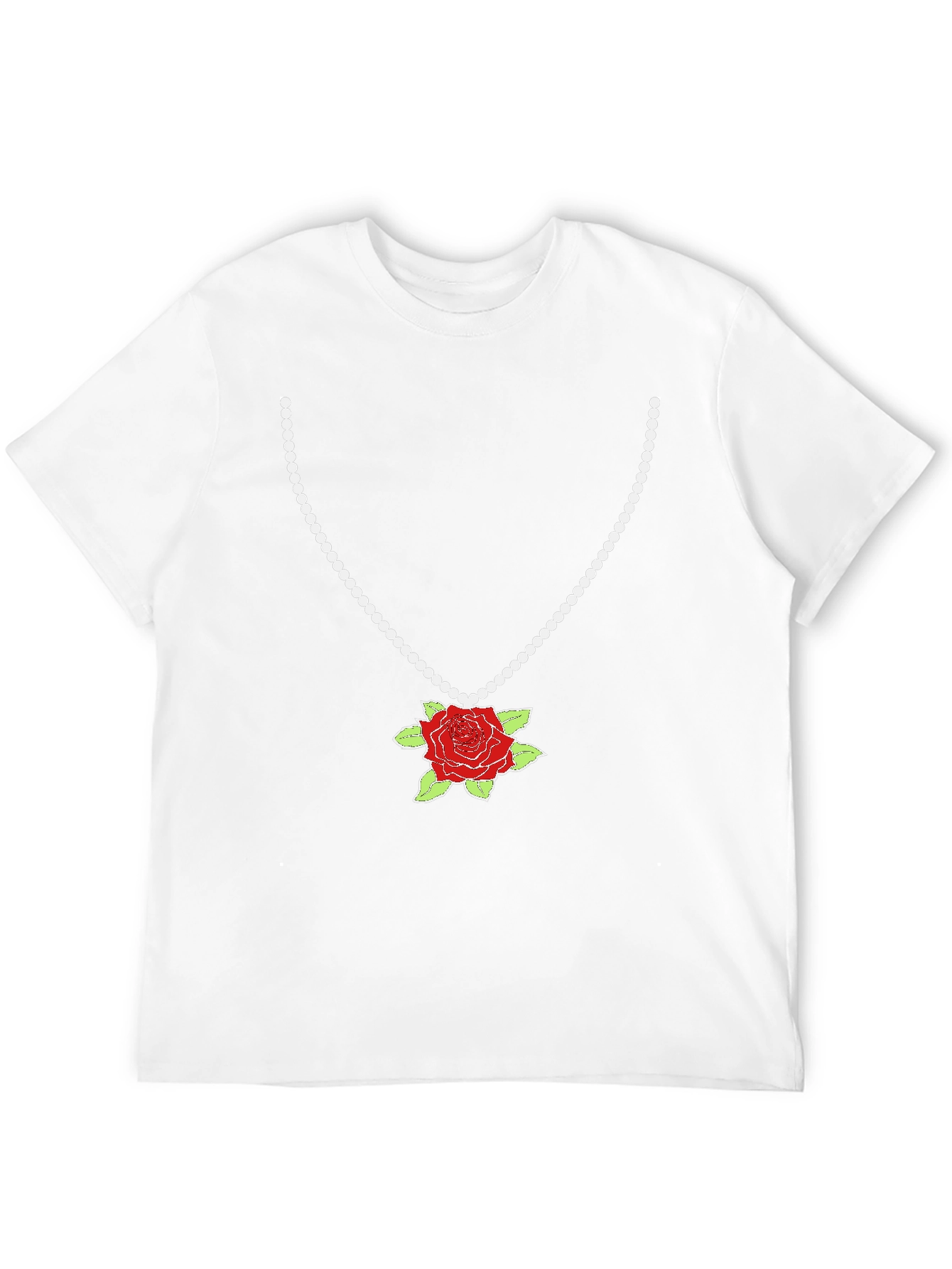 Rose Necklace Graphic Tee - Stylish Fashion