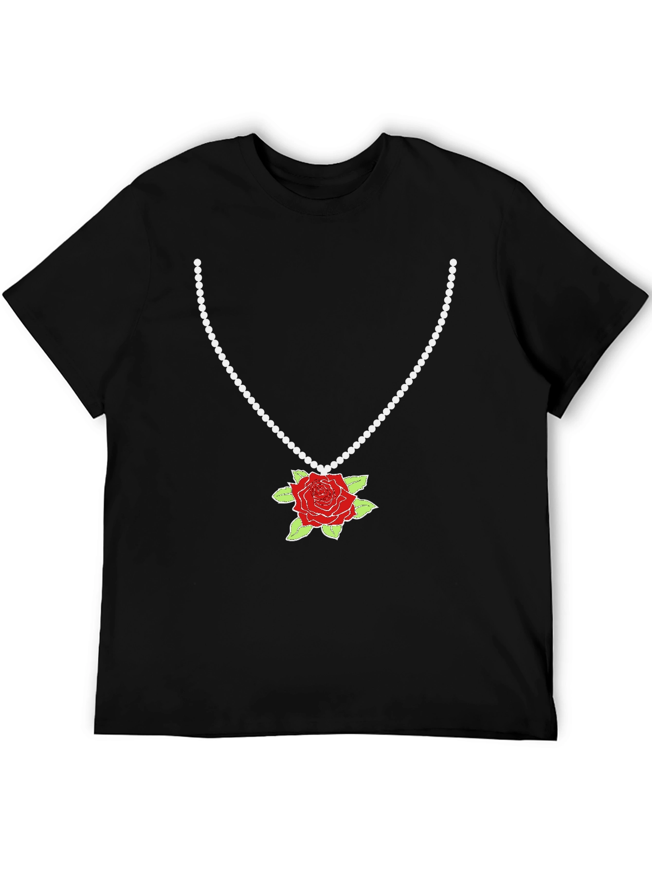 Rose Necklace Graphic Tee - Stylish Fashion