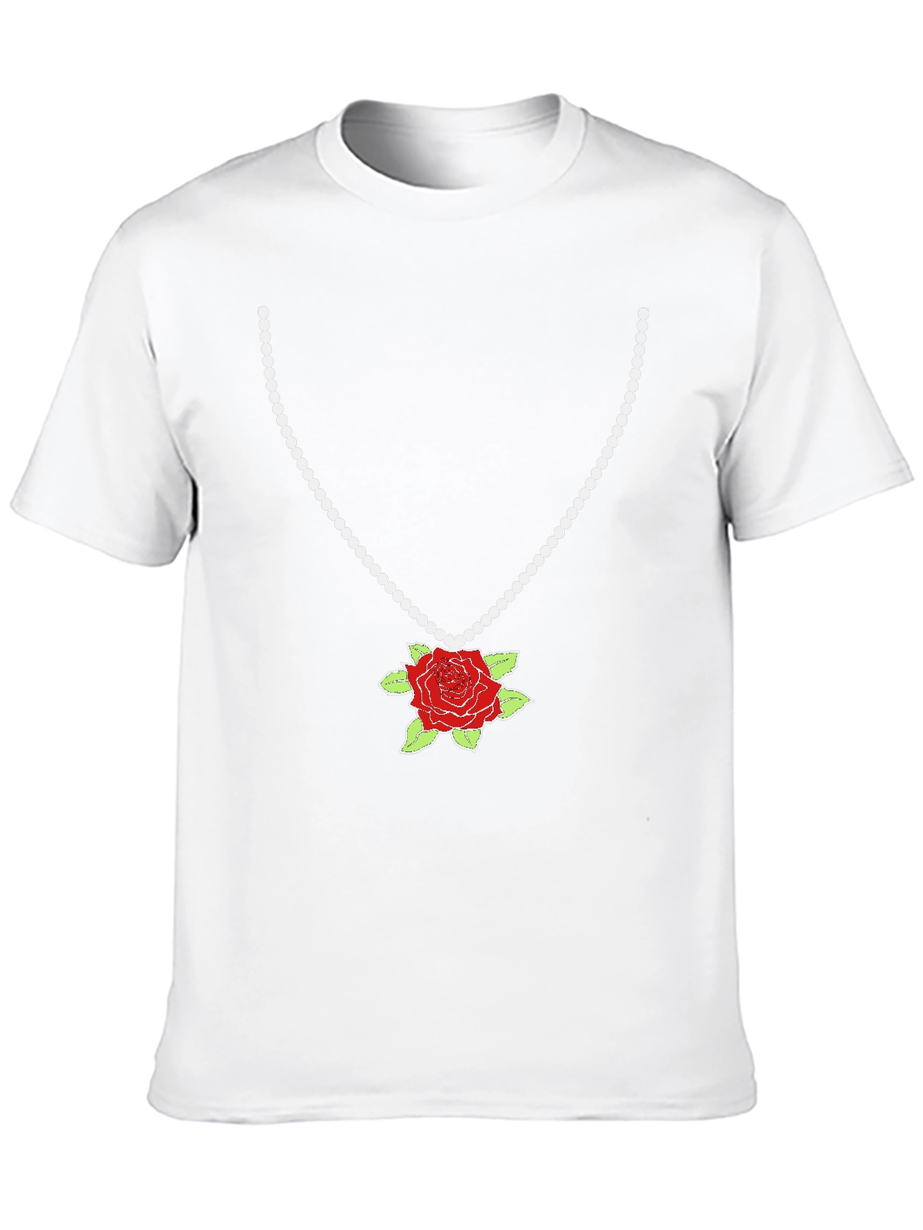 Rose Necklace Graphic Tee - Stylish Fashion