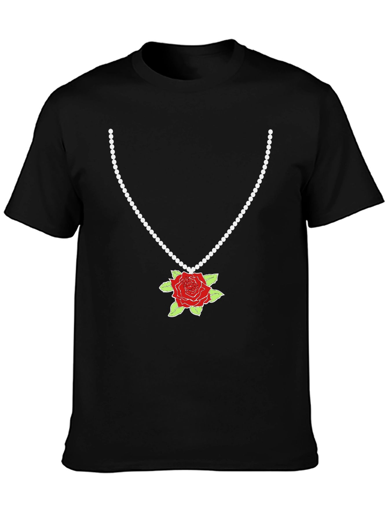 Rose Necklace Graphic Tee - Stylish Fashion