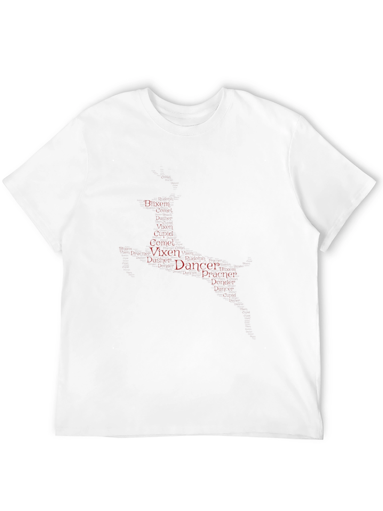 Reindeer Names Word Art Graphic T-Shirt