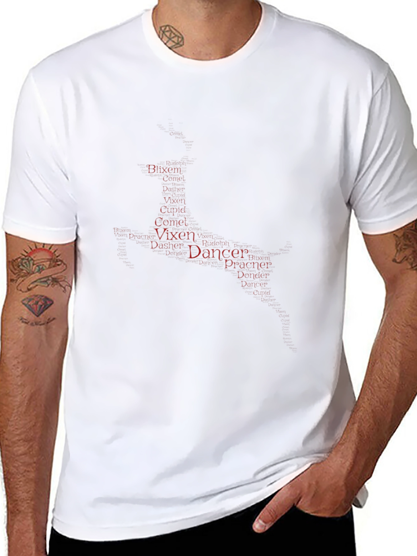 Reindeer Names Word Art Graphic T-Shirt