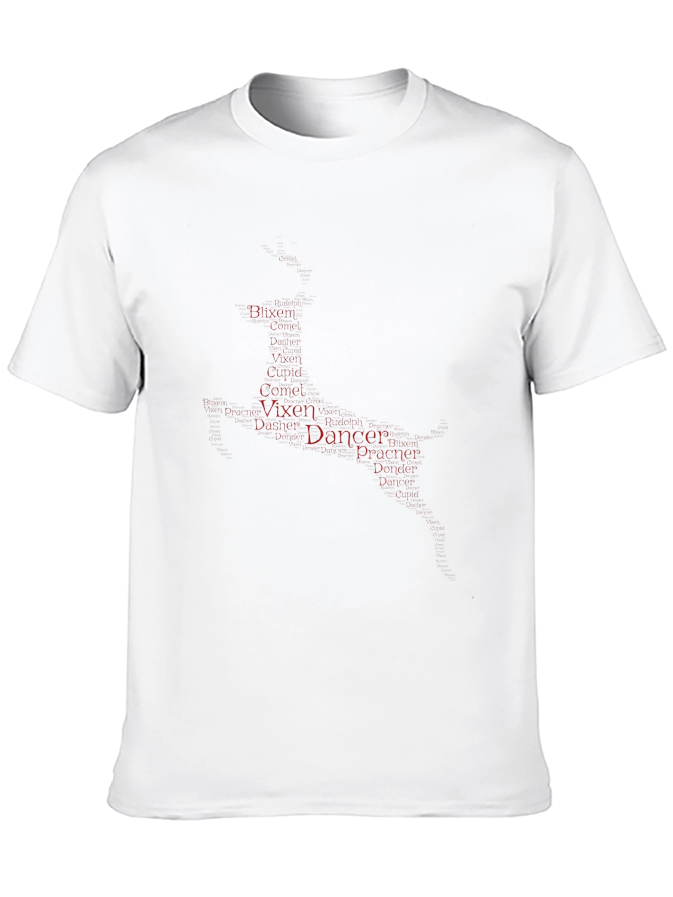 Reindeer Names Word Art Graphic T-Shirt