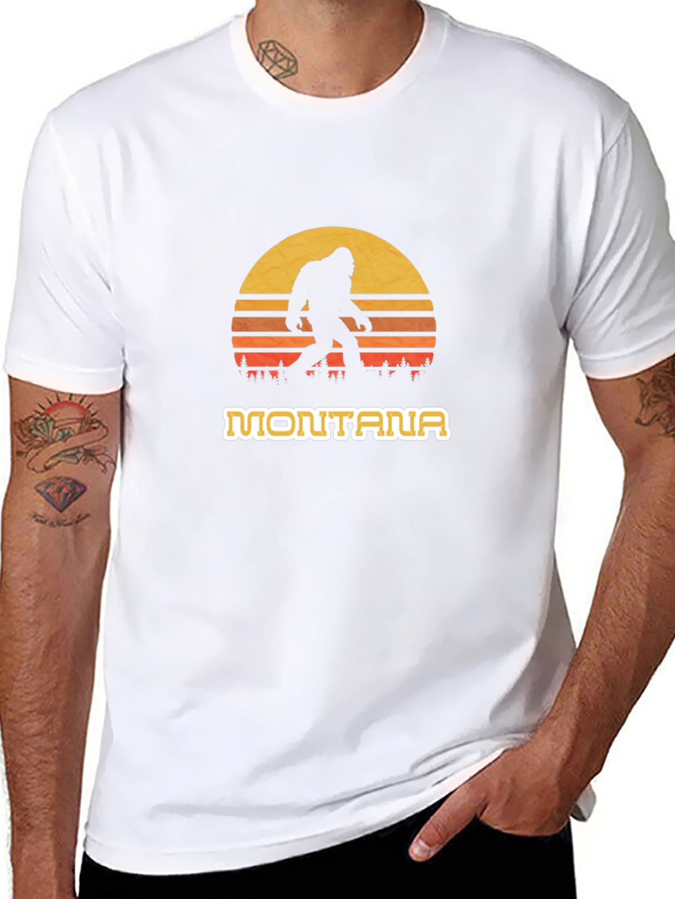 Montana Bigfoot Sunset Graphic Tee - Black