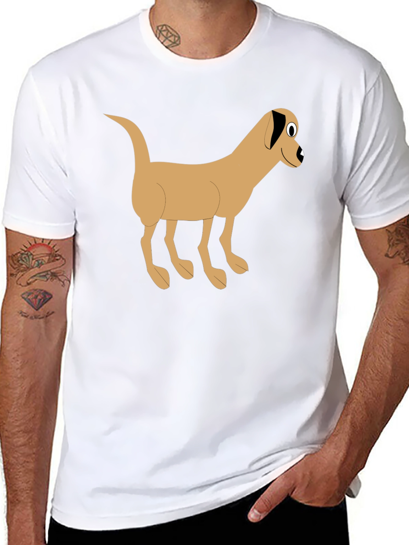 Cartoon Dog Graphic Tee - Classic Black T-Shirt