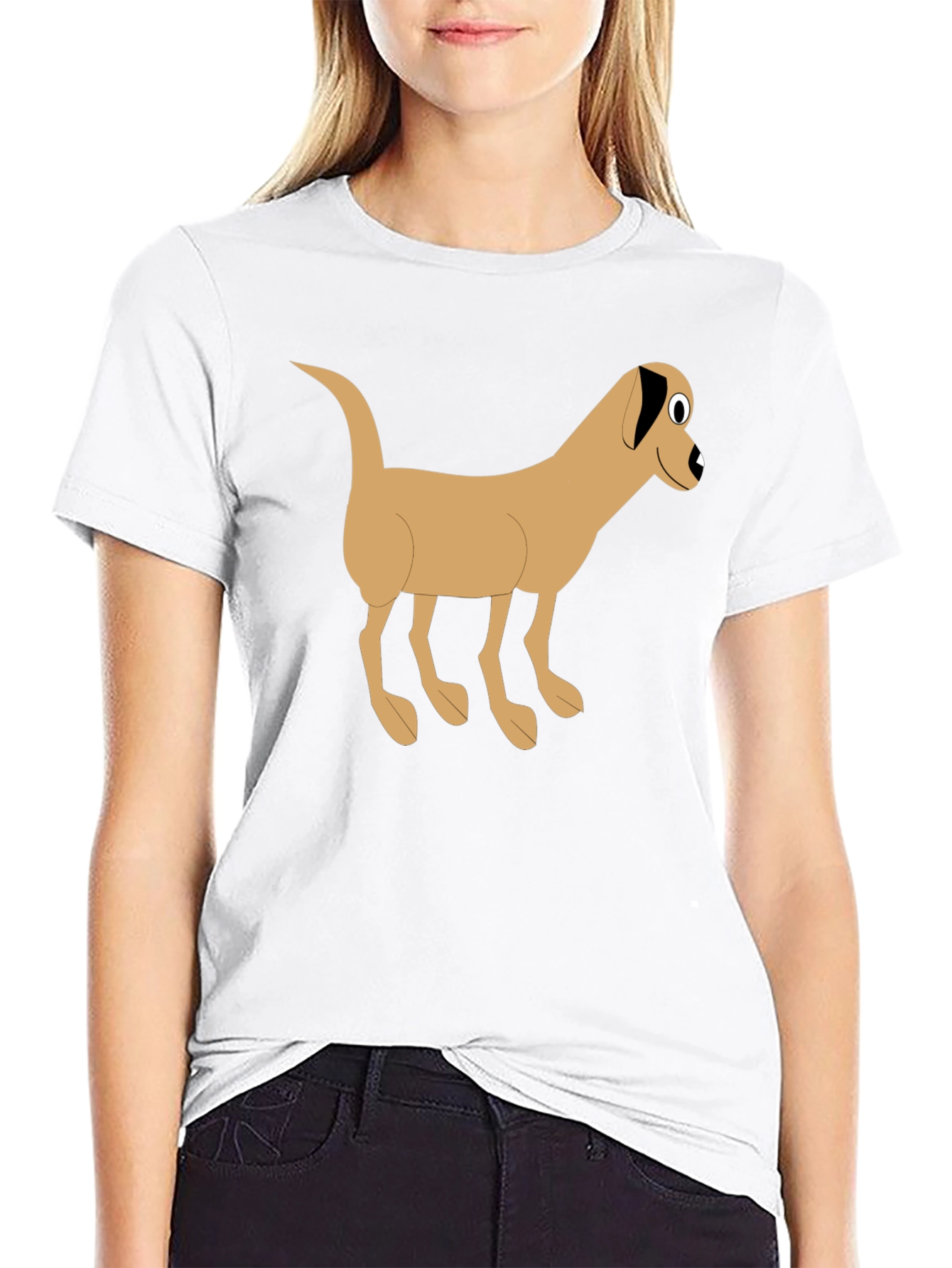 Cartoon Dog Graphic Tee - Classic Black T-Shirt