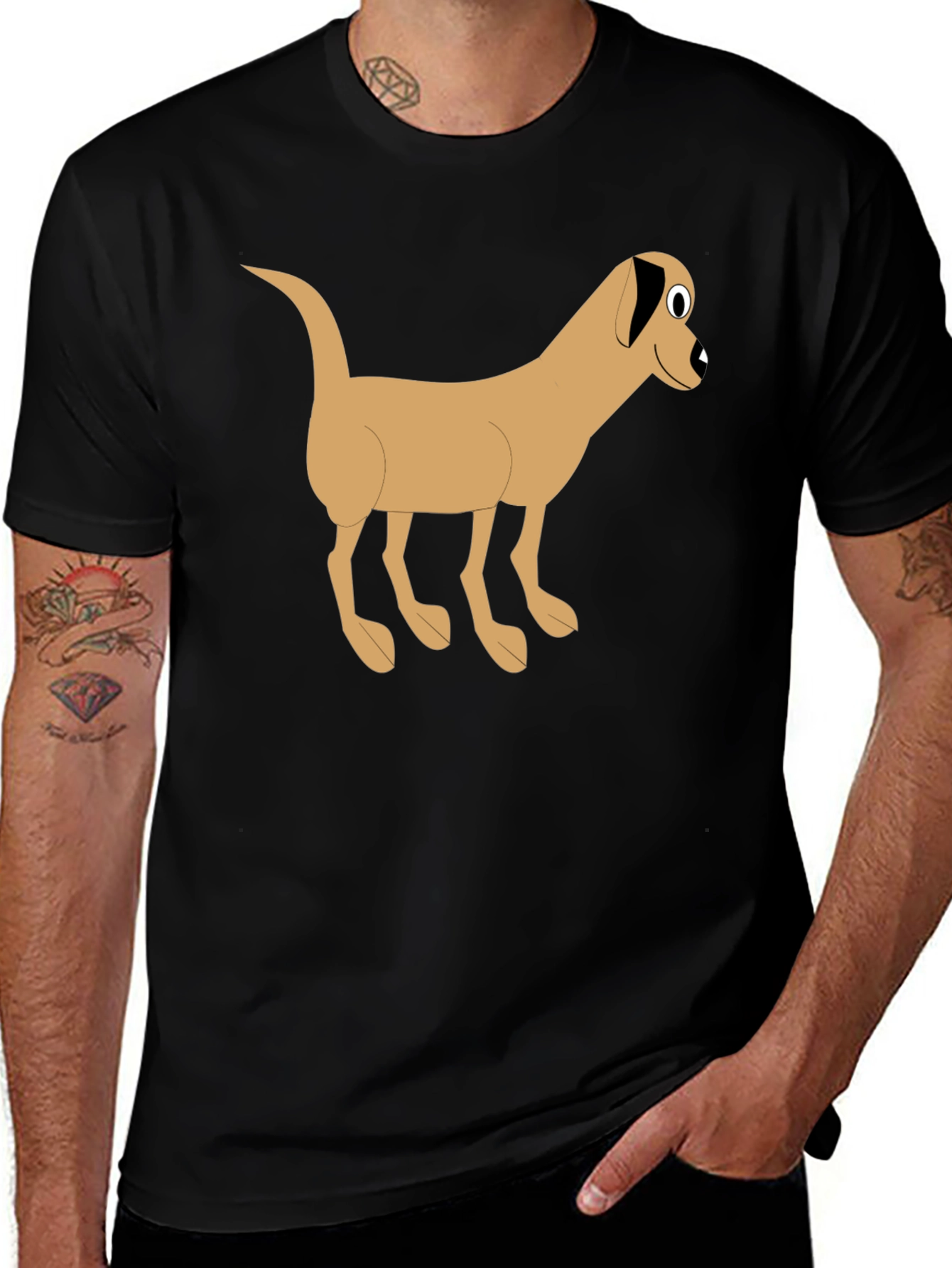 Cartoon Dog Graphic Tee - Classic Black T-Shirt