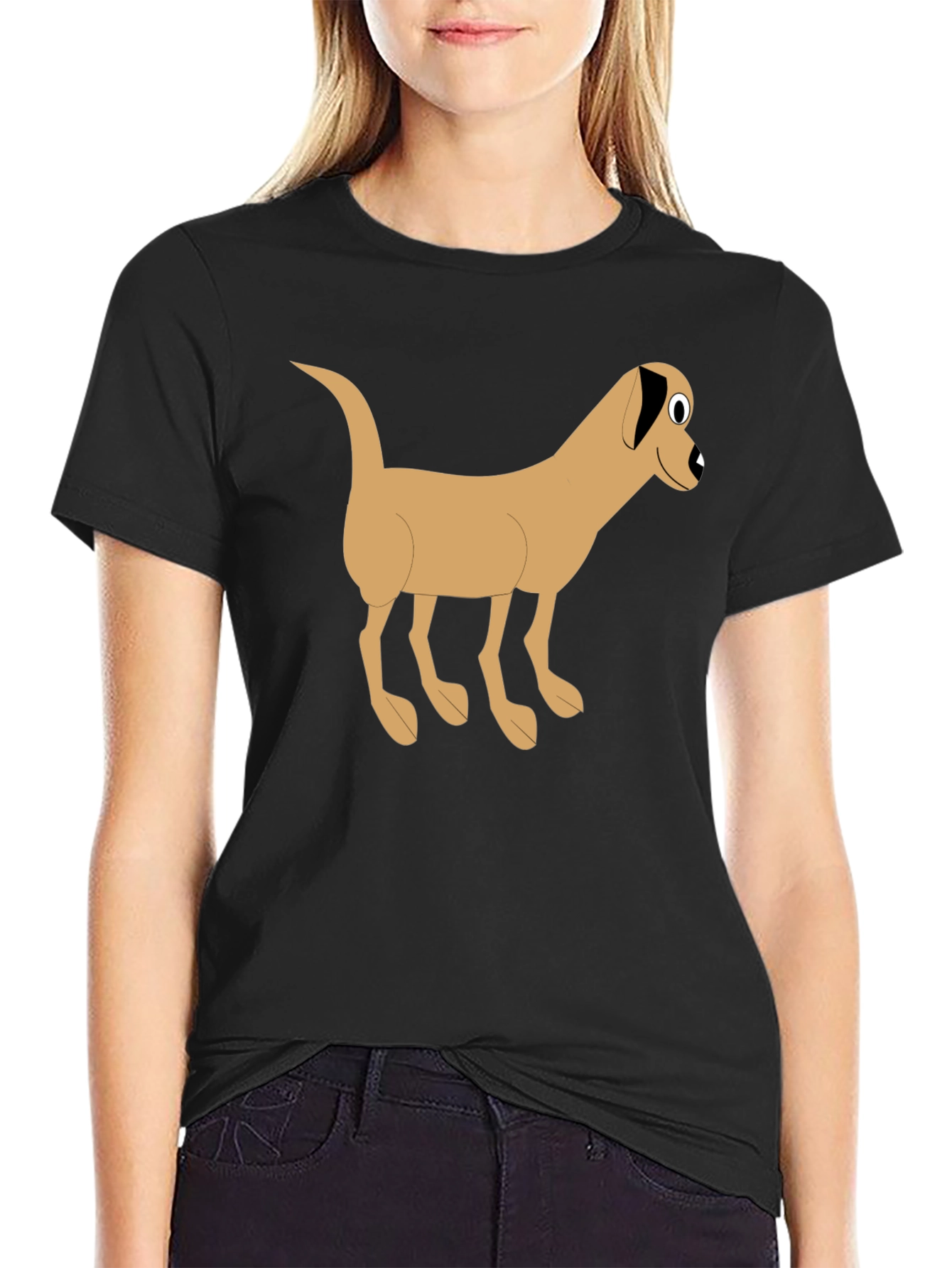 Cartoon Dog Graphic Tee - Classic Black T-Shirt