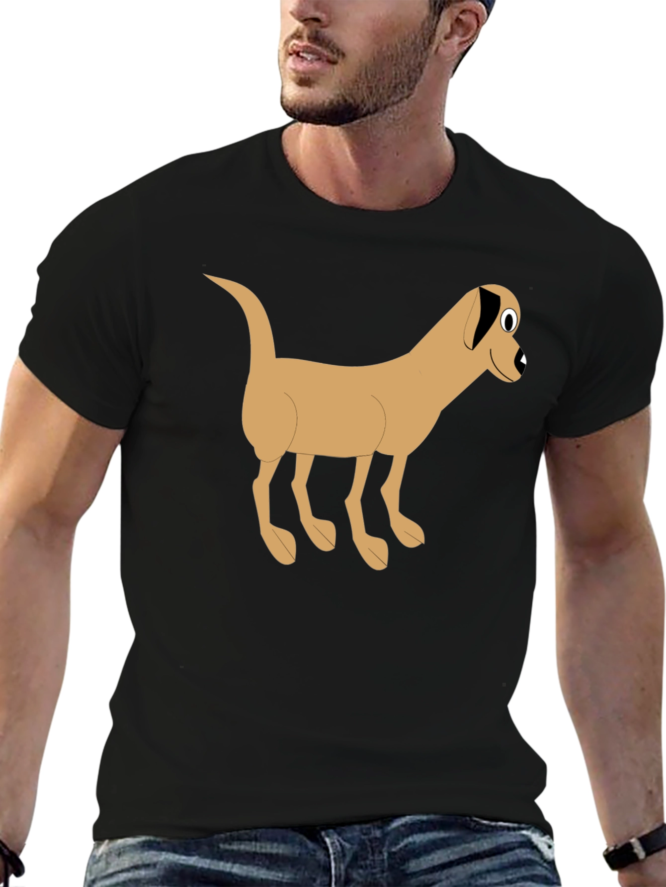 Cartoon Dog Graphic Tee - Classic Black T-Shirt