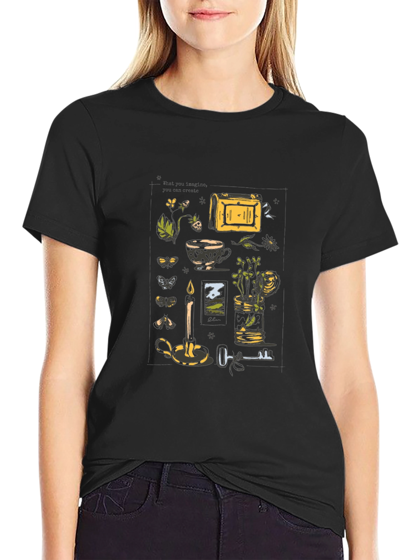 Mystic Still Life Graphic Tee - Black Cotton