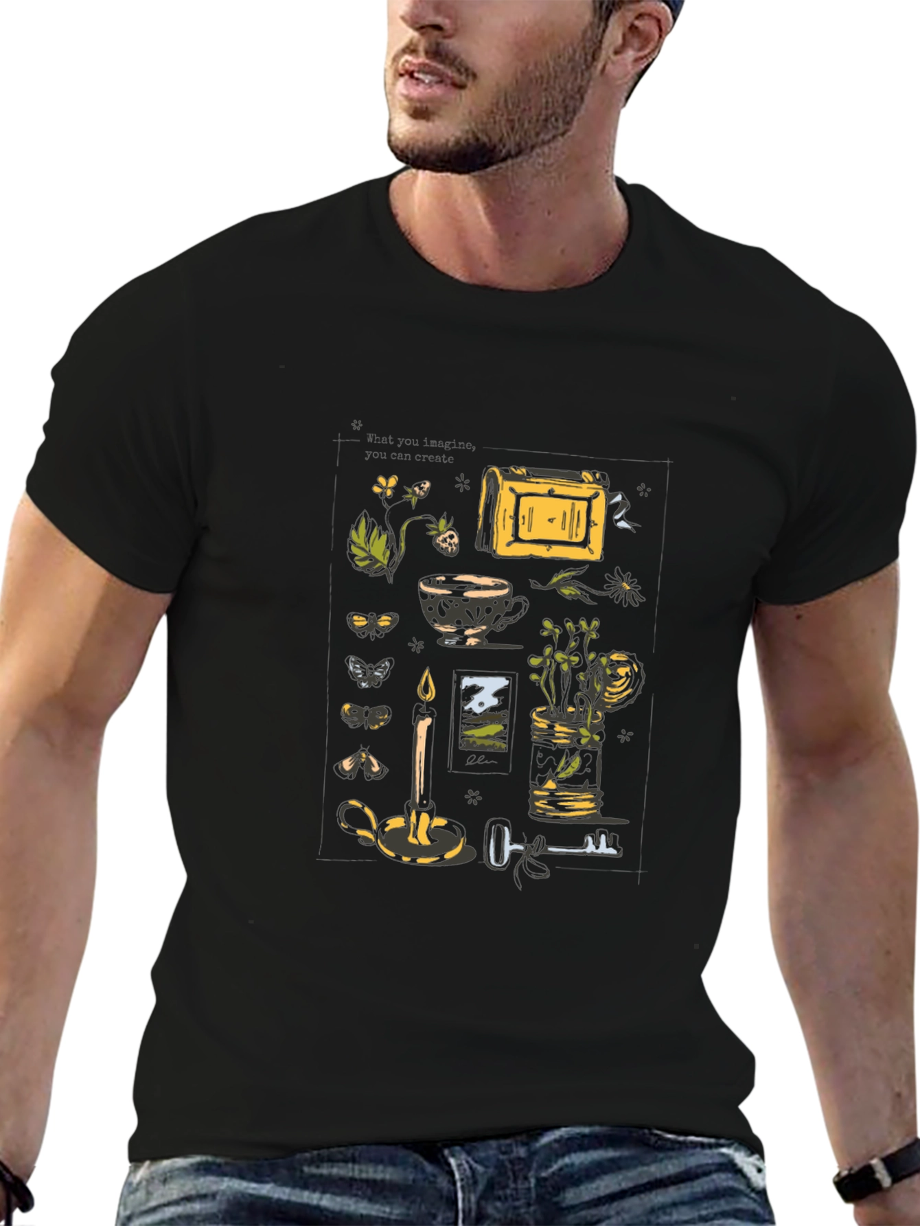 Mystic Still Life Graphic Tee - Black Cotton