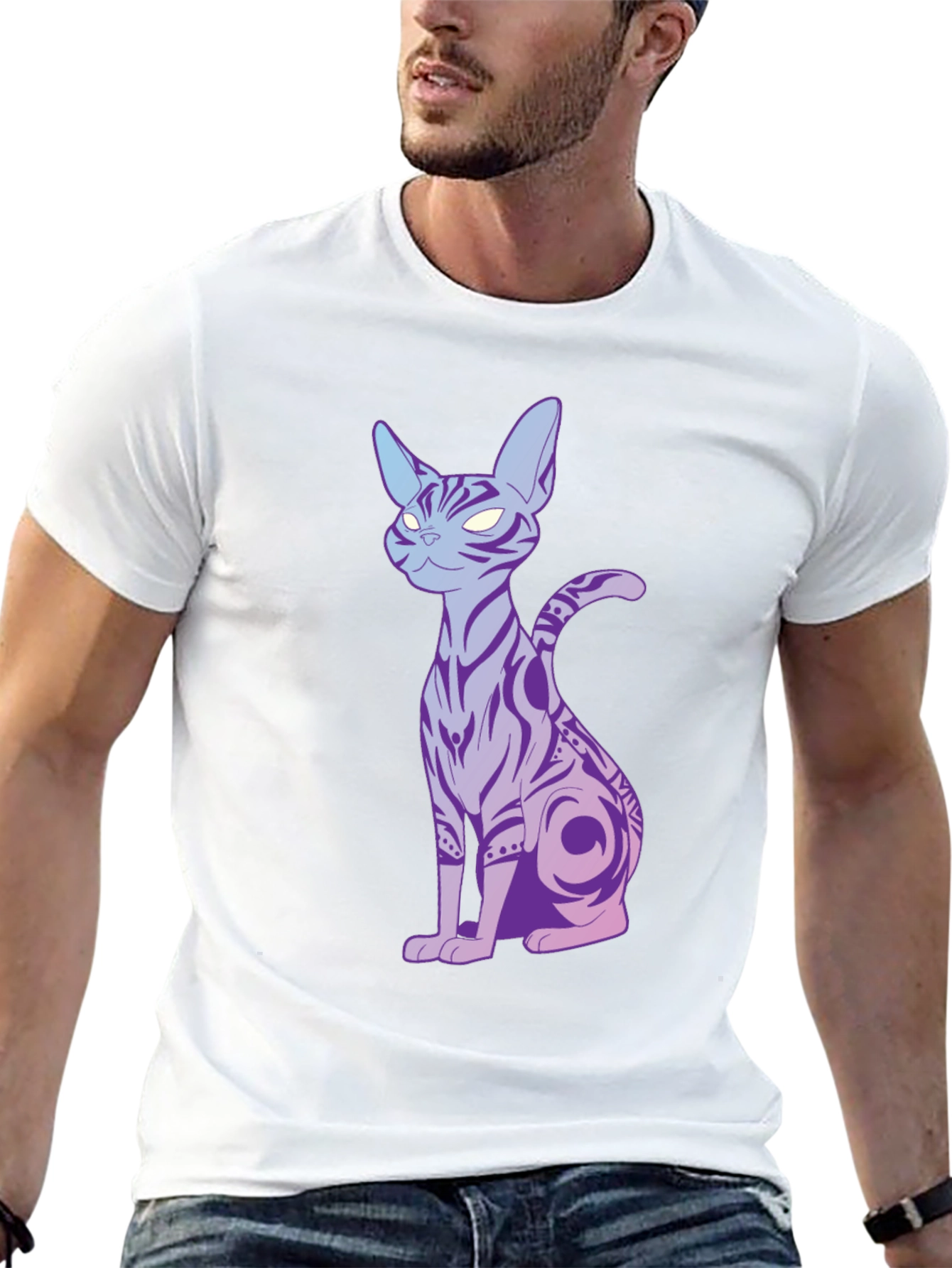 Mystic Cat Graphic Tee - Mens Black T-Shirt