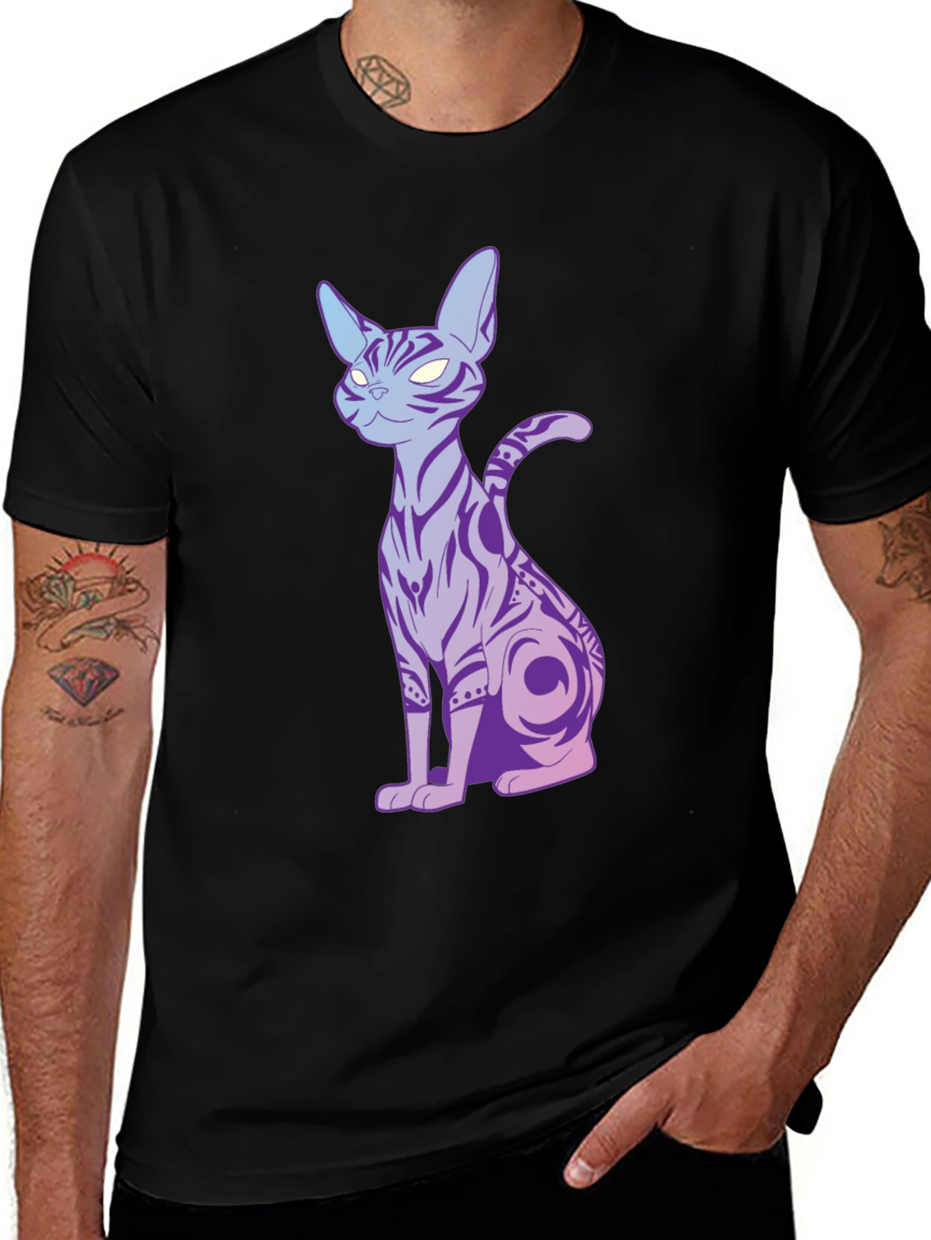 Mystic Cat Graphic Tee - Mens Black T-Shirt