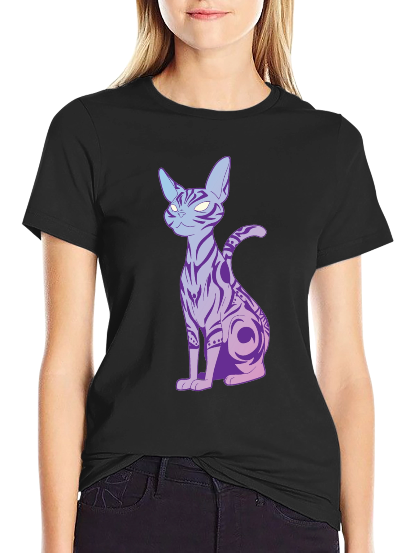 Mystic Cat Graphic Tee - Mens Black T-Shirt