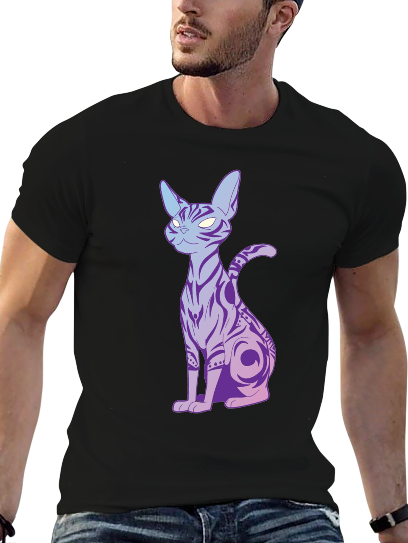 Mystic Cat Graphic Tee - Mens Black T-Shirt