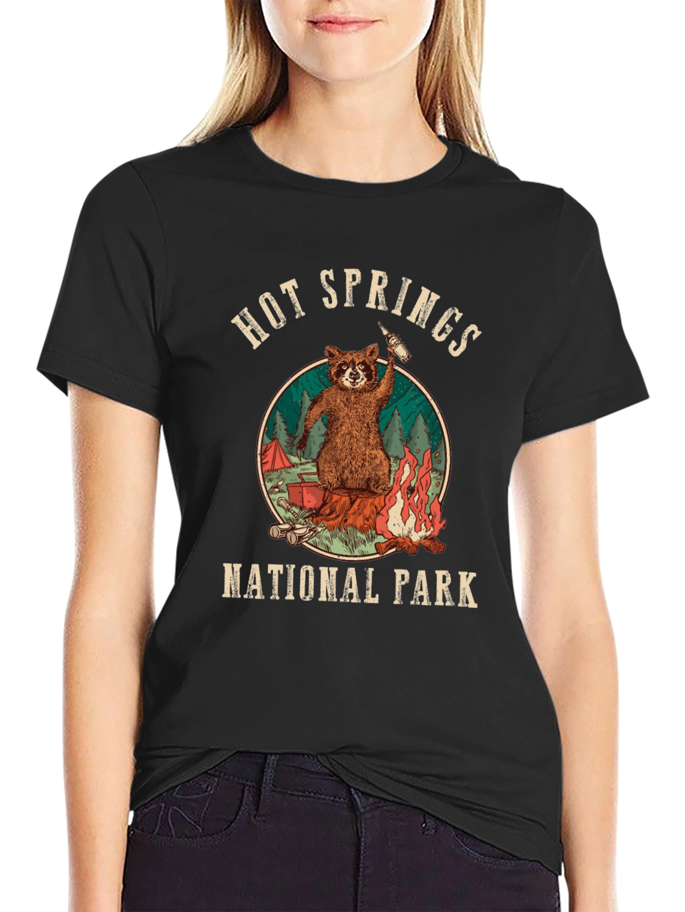 Hot Springs National Park Raccoon Graphic Tee
