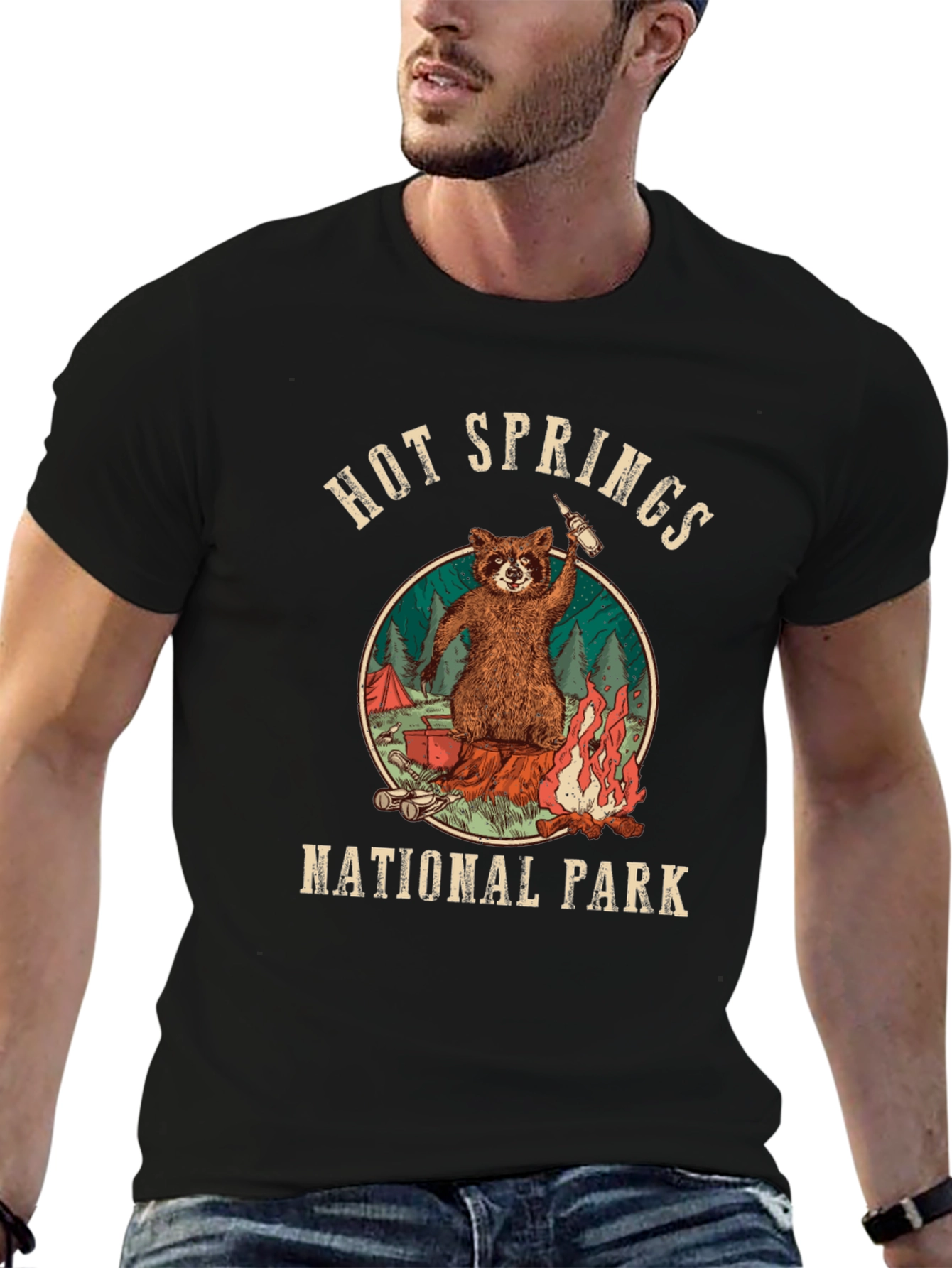 Hot Springs National Park Raccoon Graphic Tee