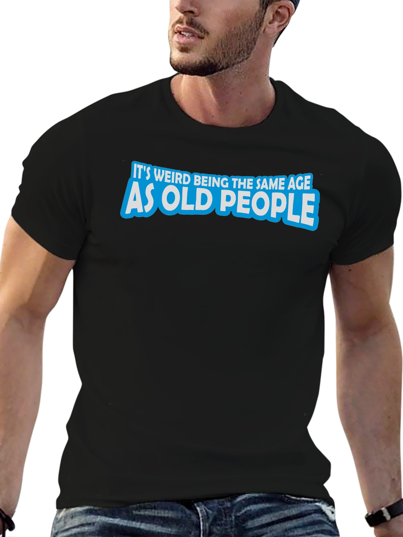 Funny Old People Graphic Black T-Shirt
