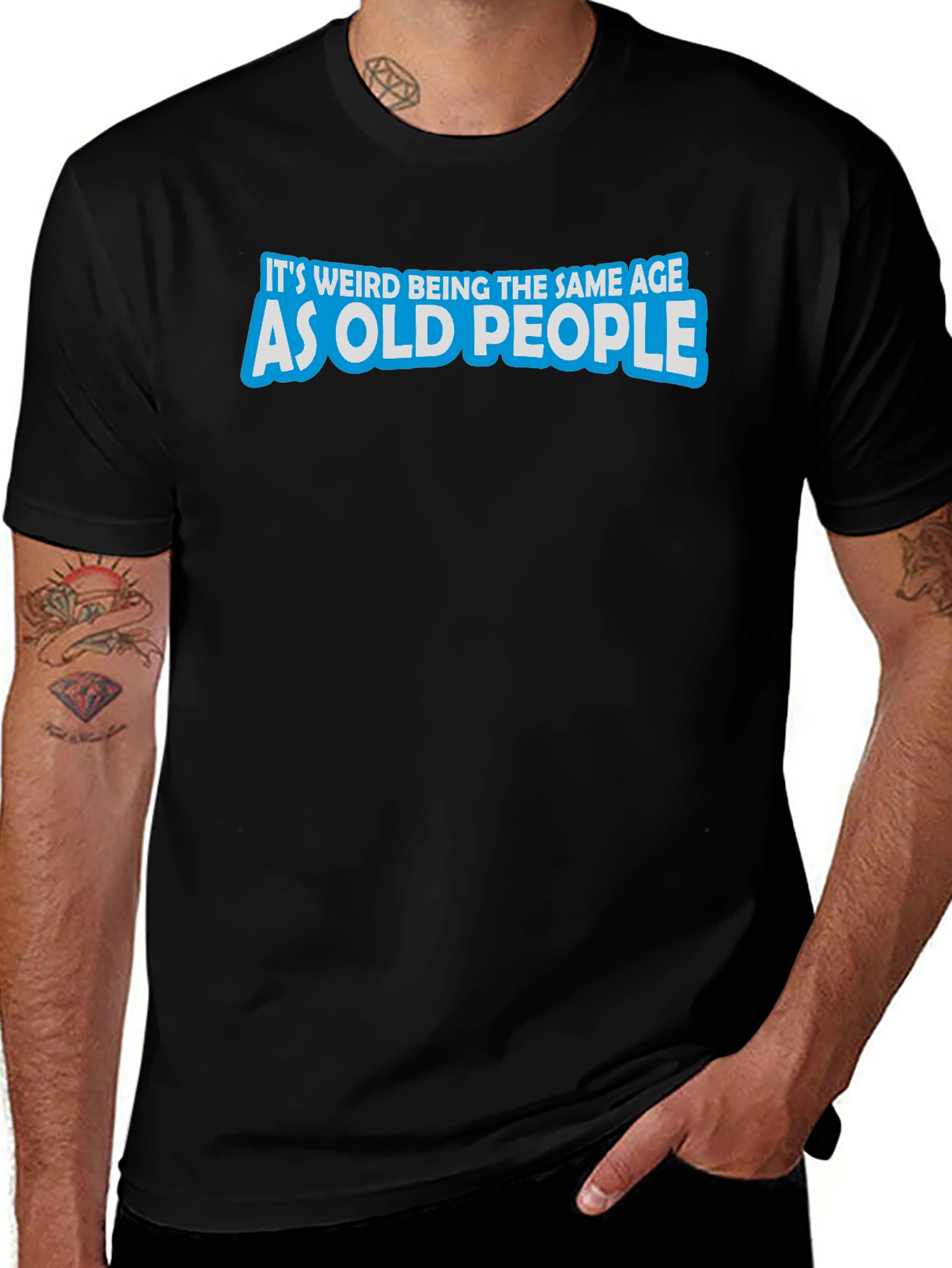 Funny Old People Graphic Black T-Shirt