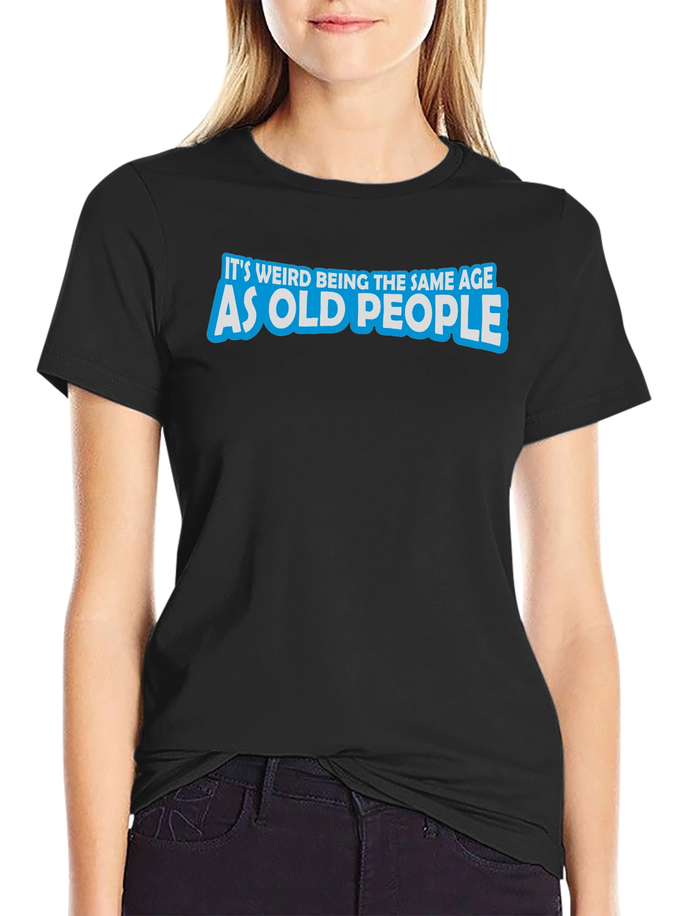 Funny Old People Graphic Black T-Shirt