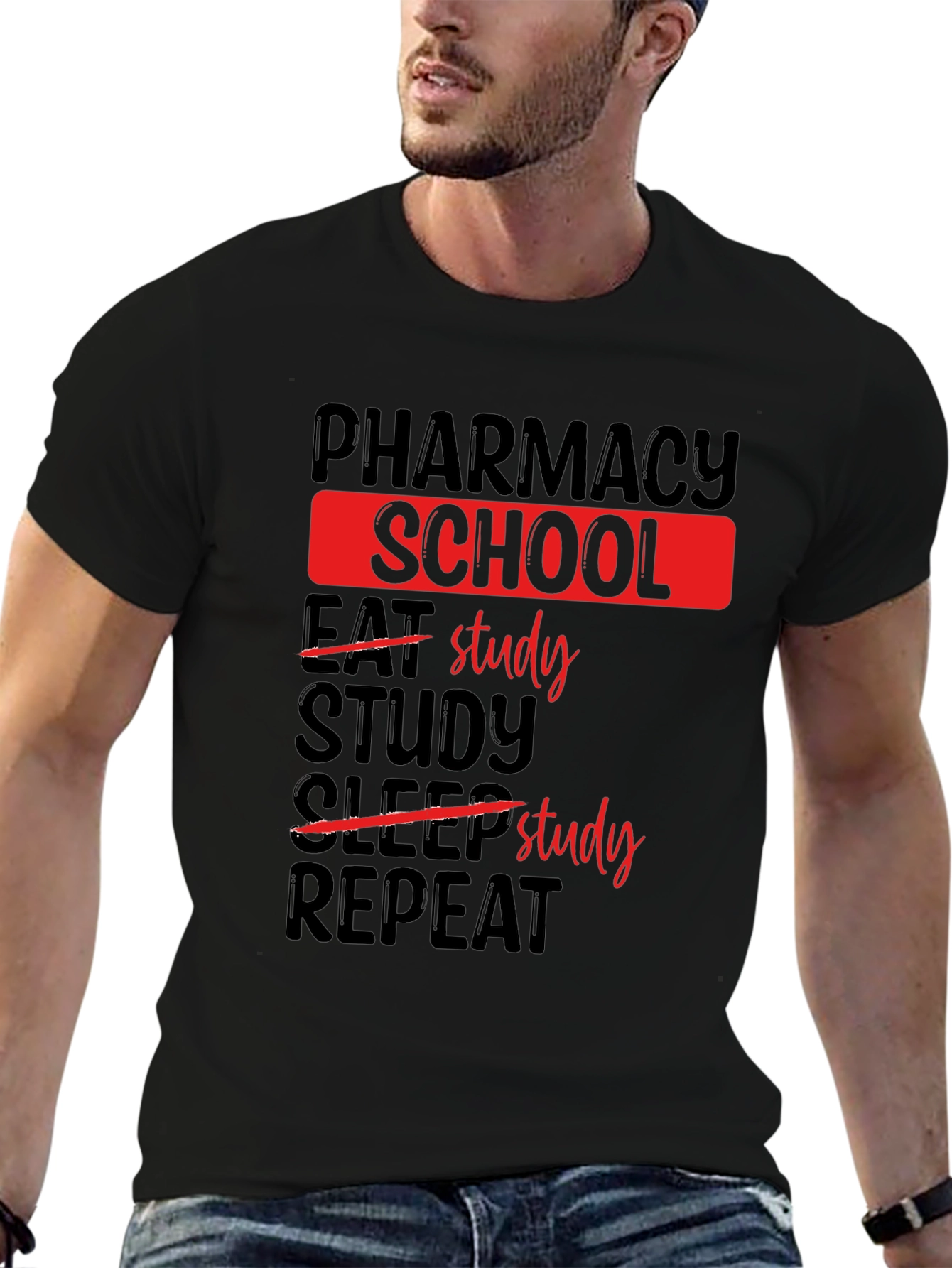 Pharmacy School Study T-Shirt - Black