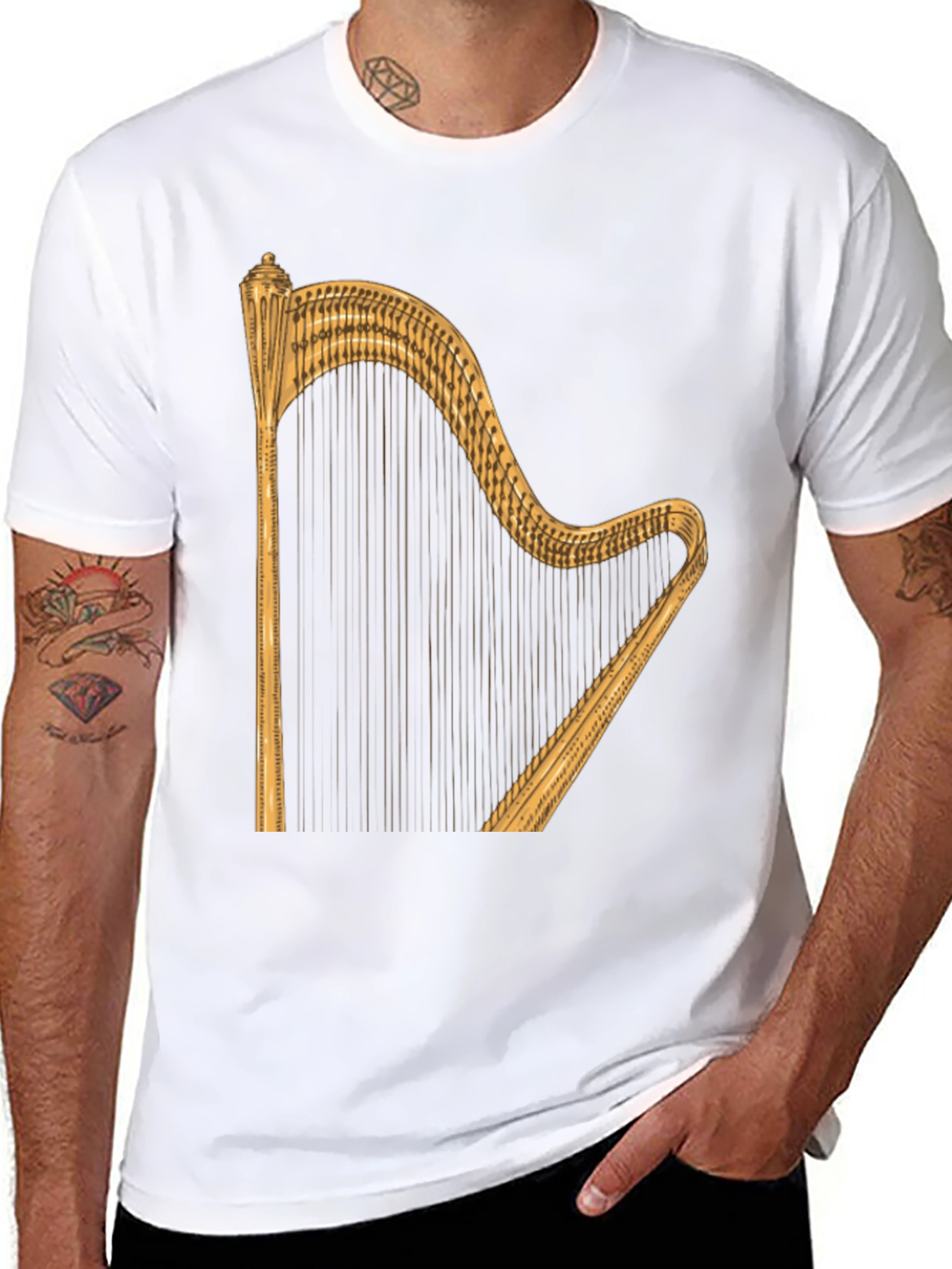 Harp Graphic Tee - Classic Music Lovers T-Shirt