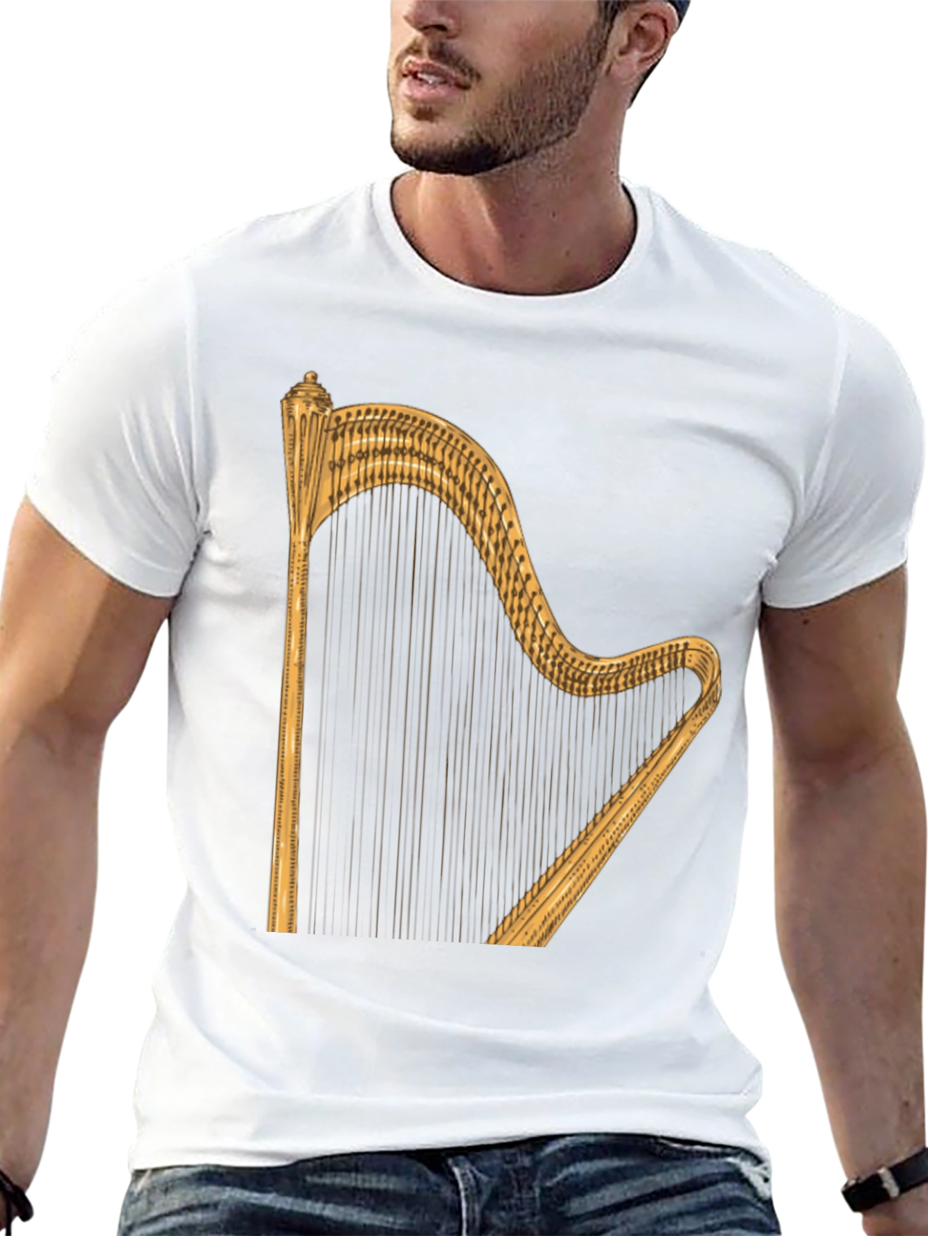 Harp Graphic Tee - Classic Music Lovers T-Shirt