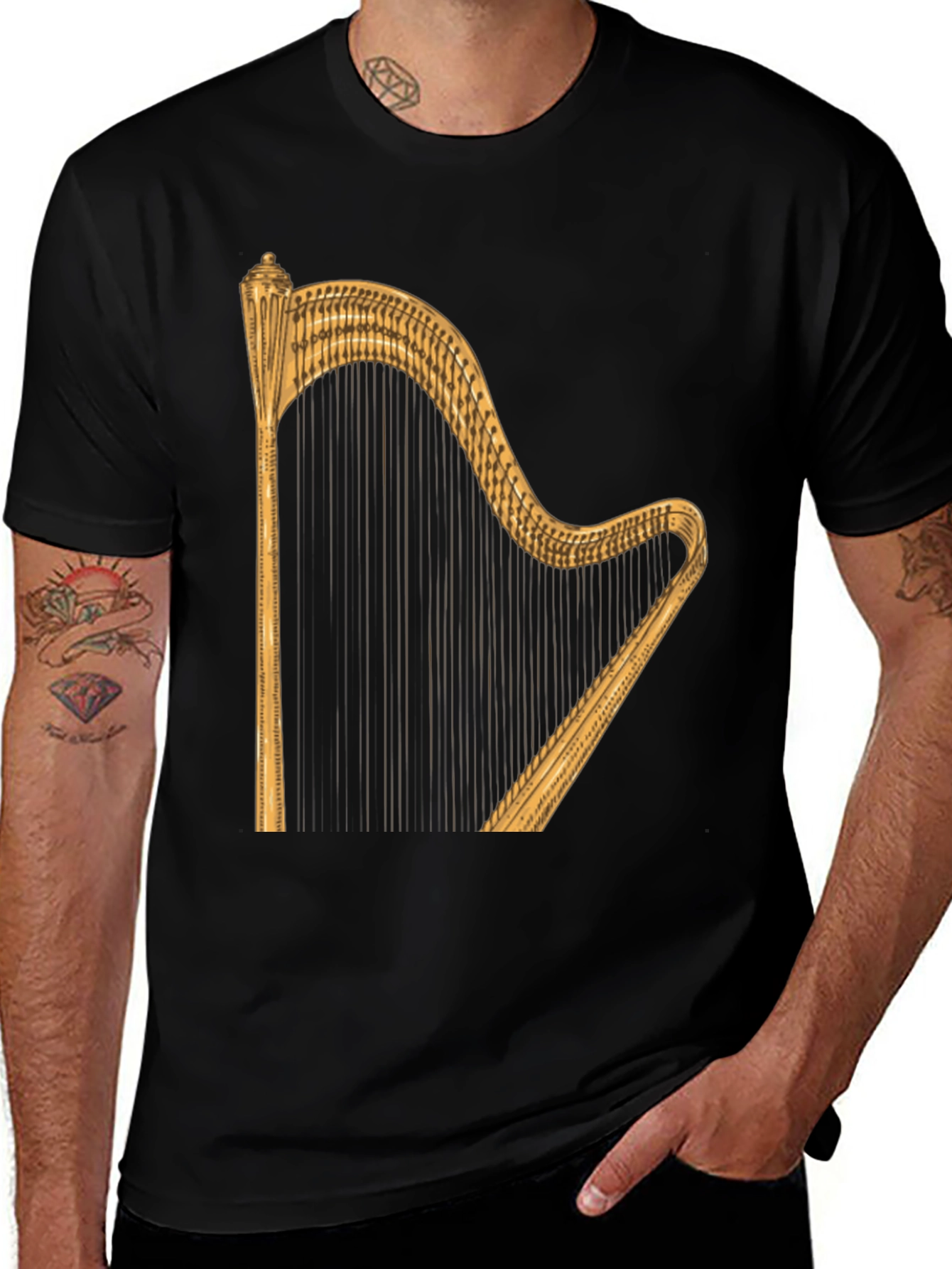 Harp Graphic Tee - Classic Music Lovers T-Shirt