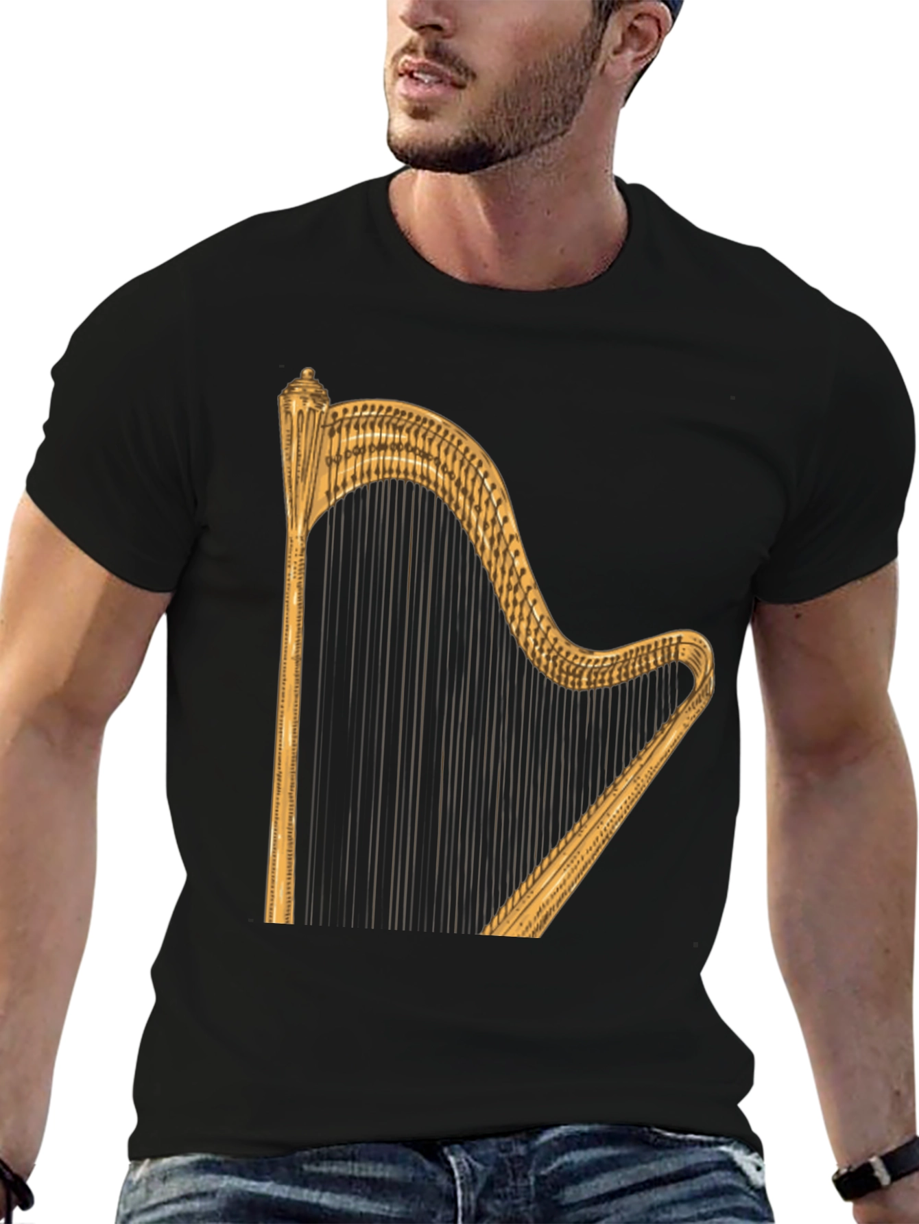 Harp Graphic Tee - Classic Music Lovers T-Shirt