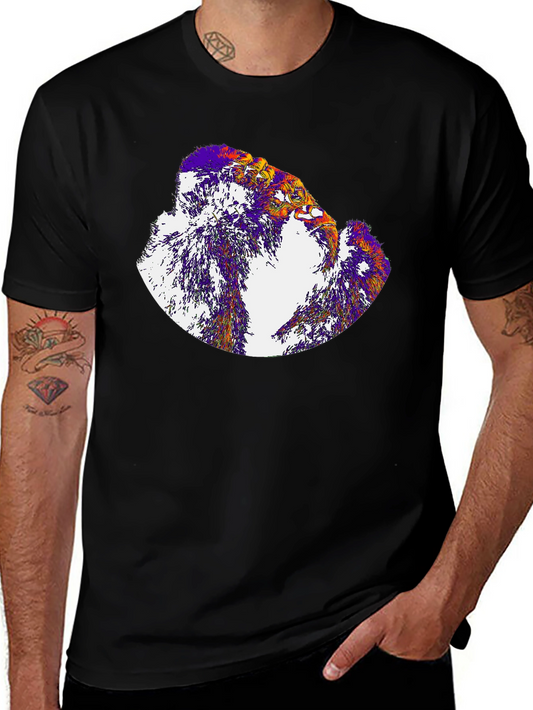 Abstract Eagle Graphic Tee - Black Cotton Blend Shirt