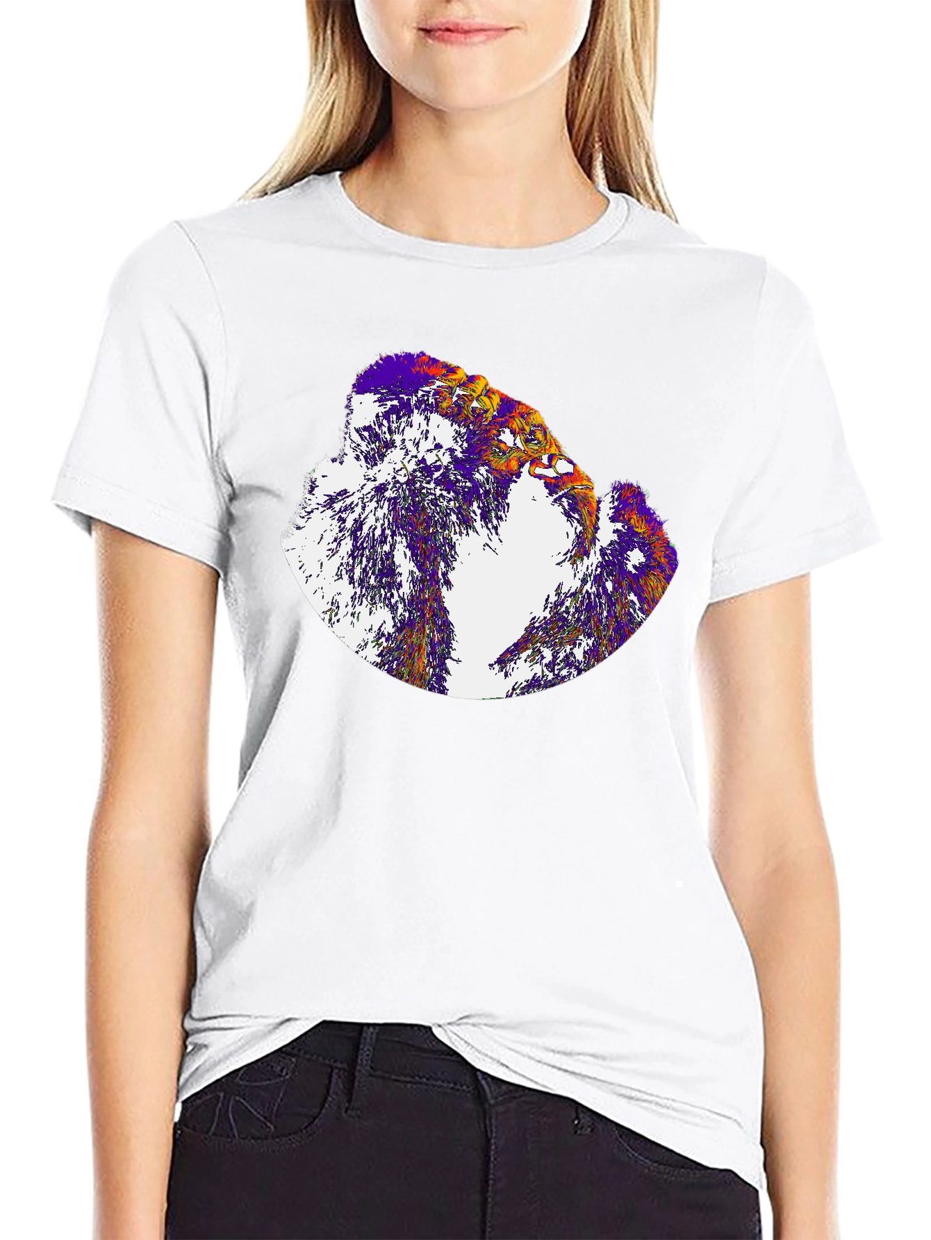 Abstract Eagle Graphic Tee - Black Cotton Blend Shirt