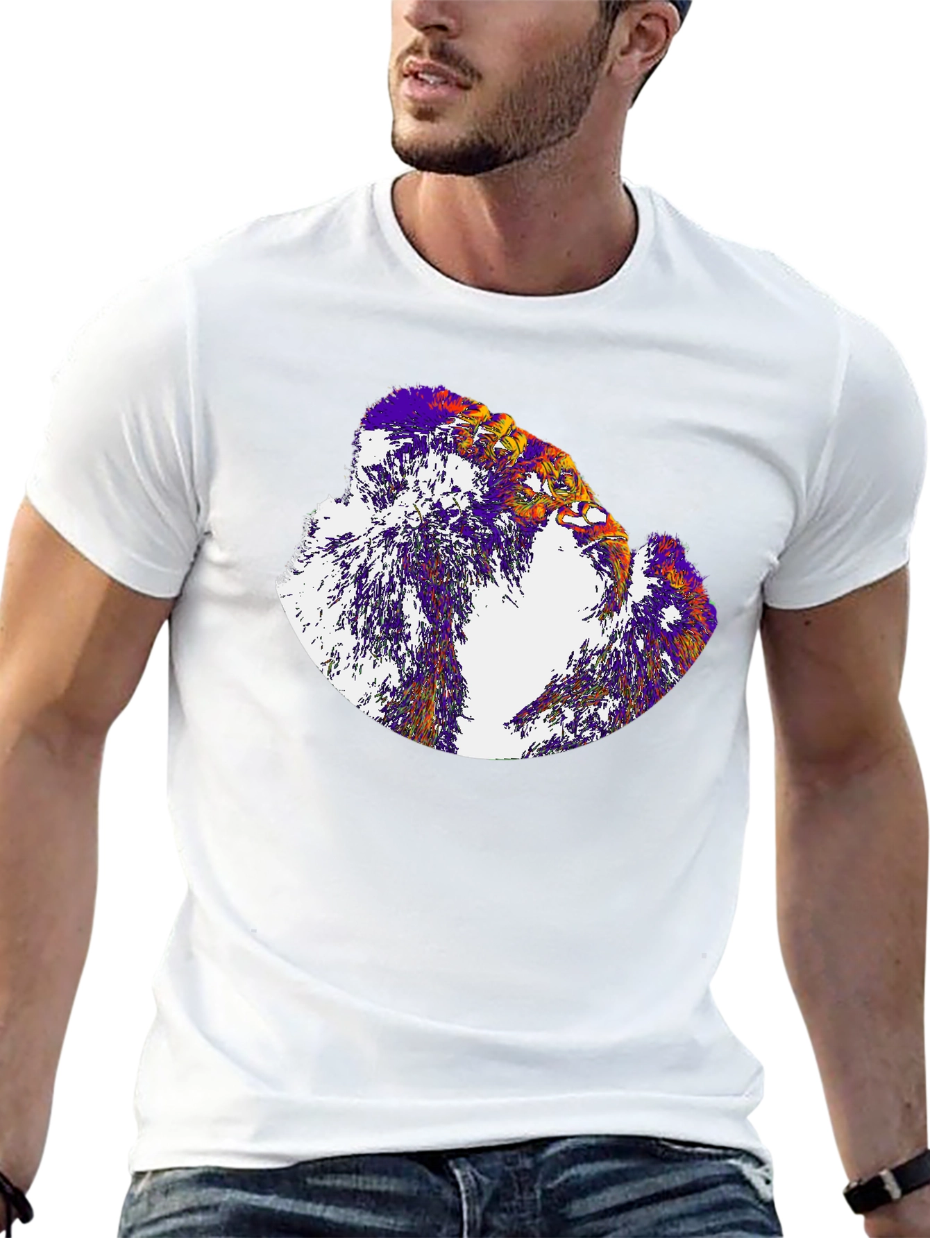 Abstract Eagle Graphic Tee - Black Cotton Blend Shirt