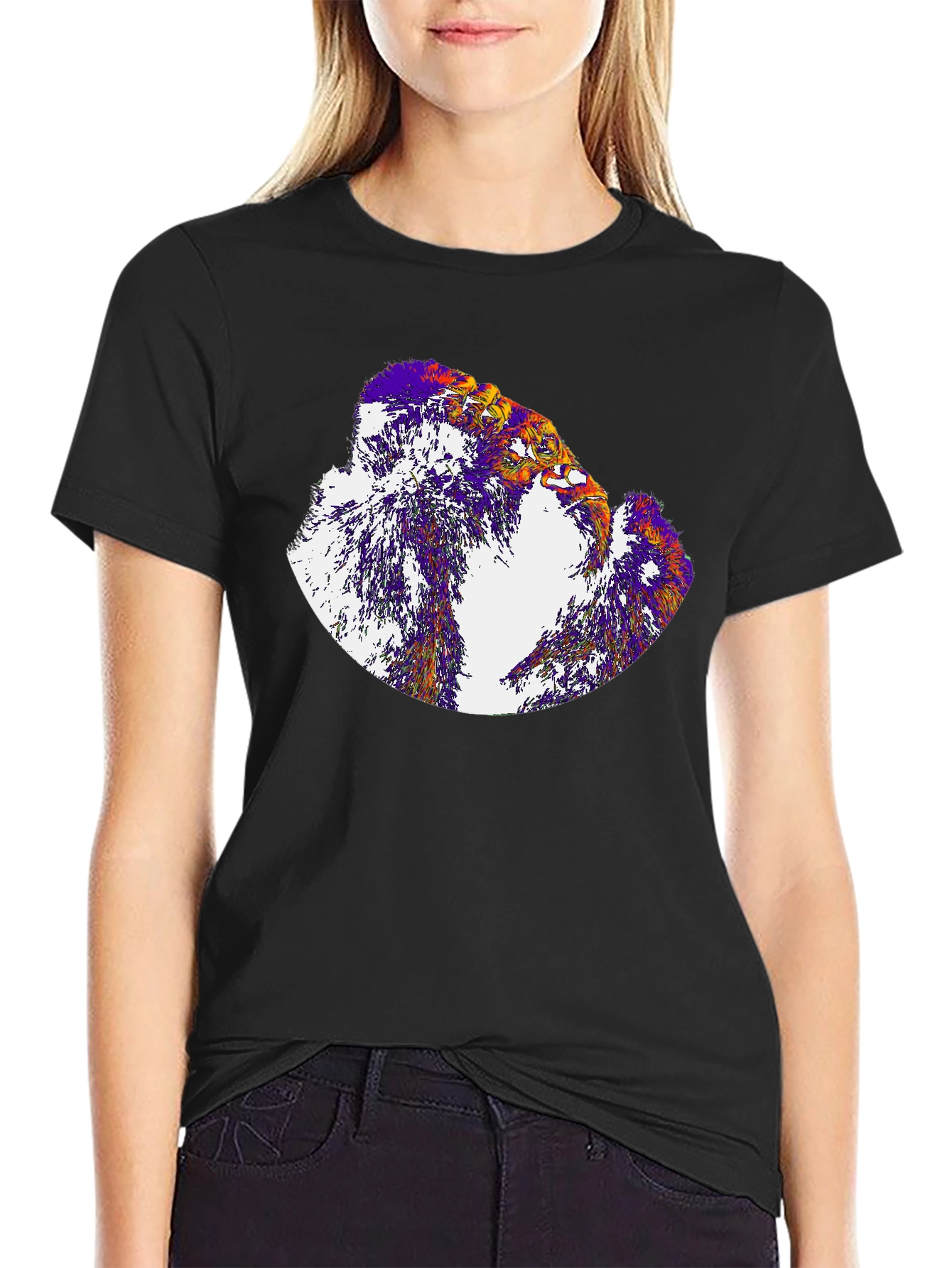 Abstract Eagle Graphic Tee - Black Cotton Blend Shirt