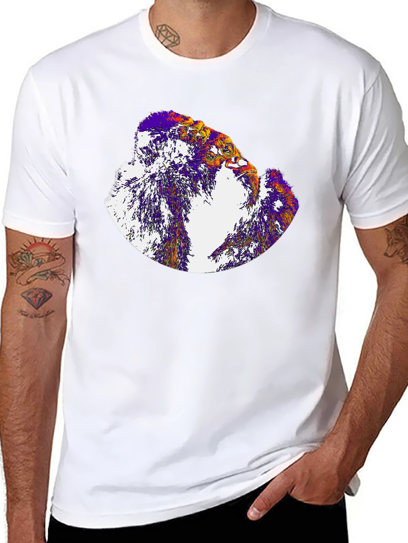 Abstract Eagle Graphic Tee - Black Cotton Blend Shirt