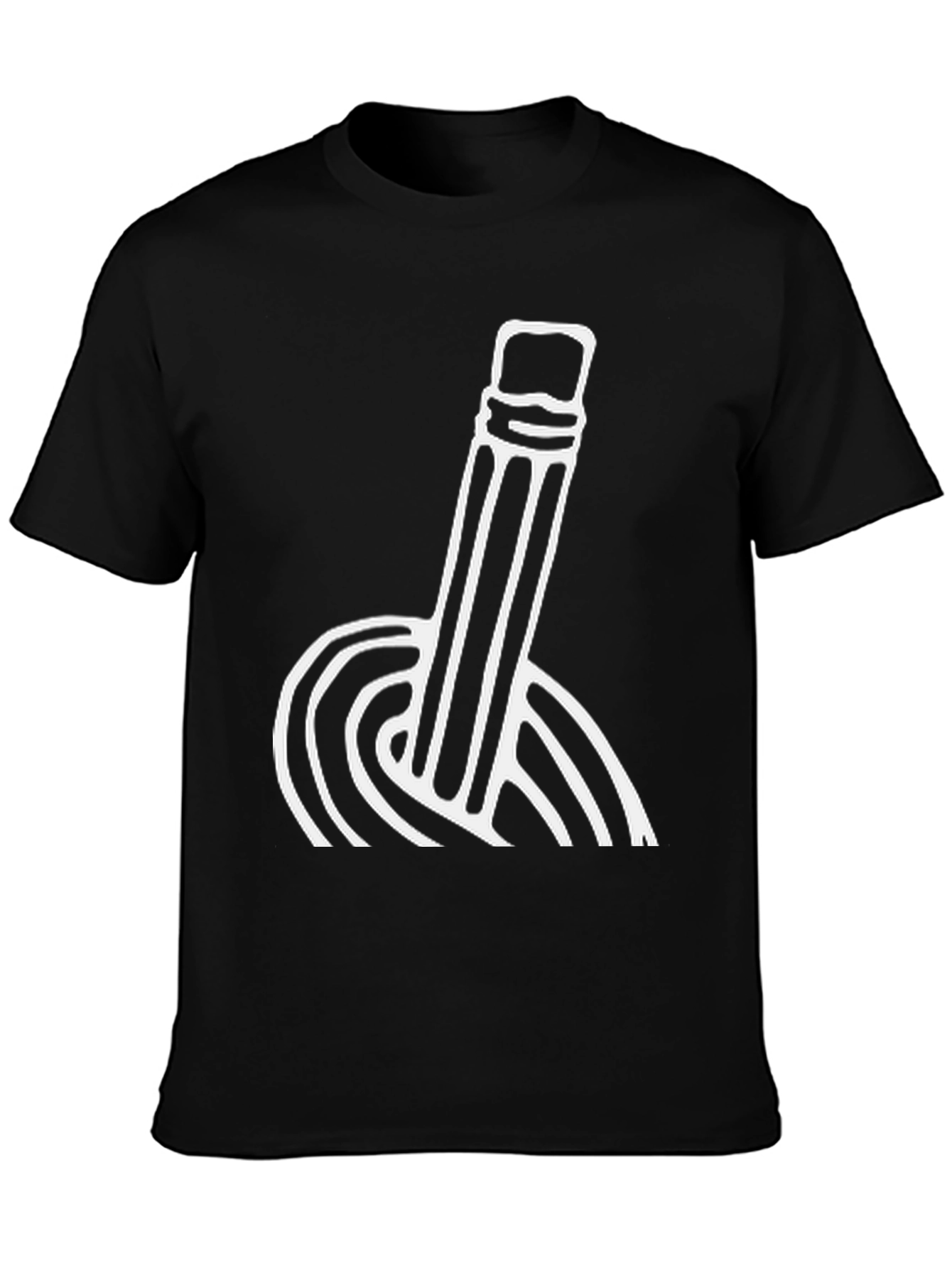 Modern Pencil Graphic T-Shirt - Black