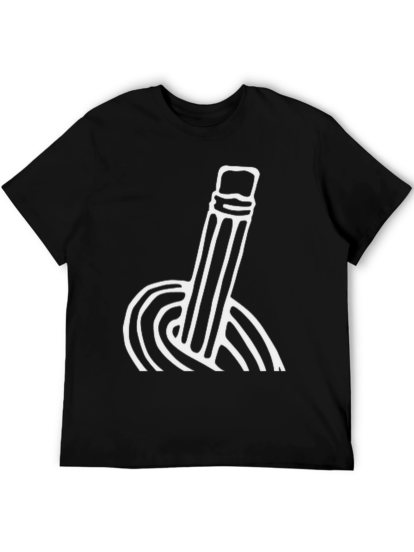 Modern Pencil Graphic T-Shirt - Black