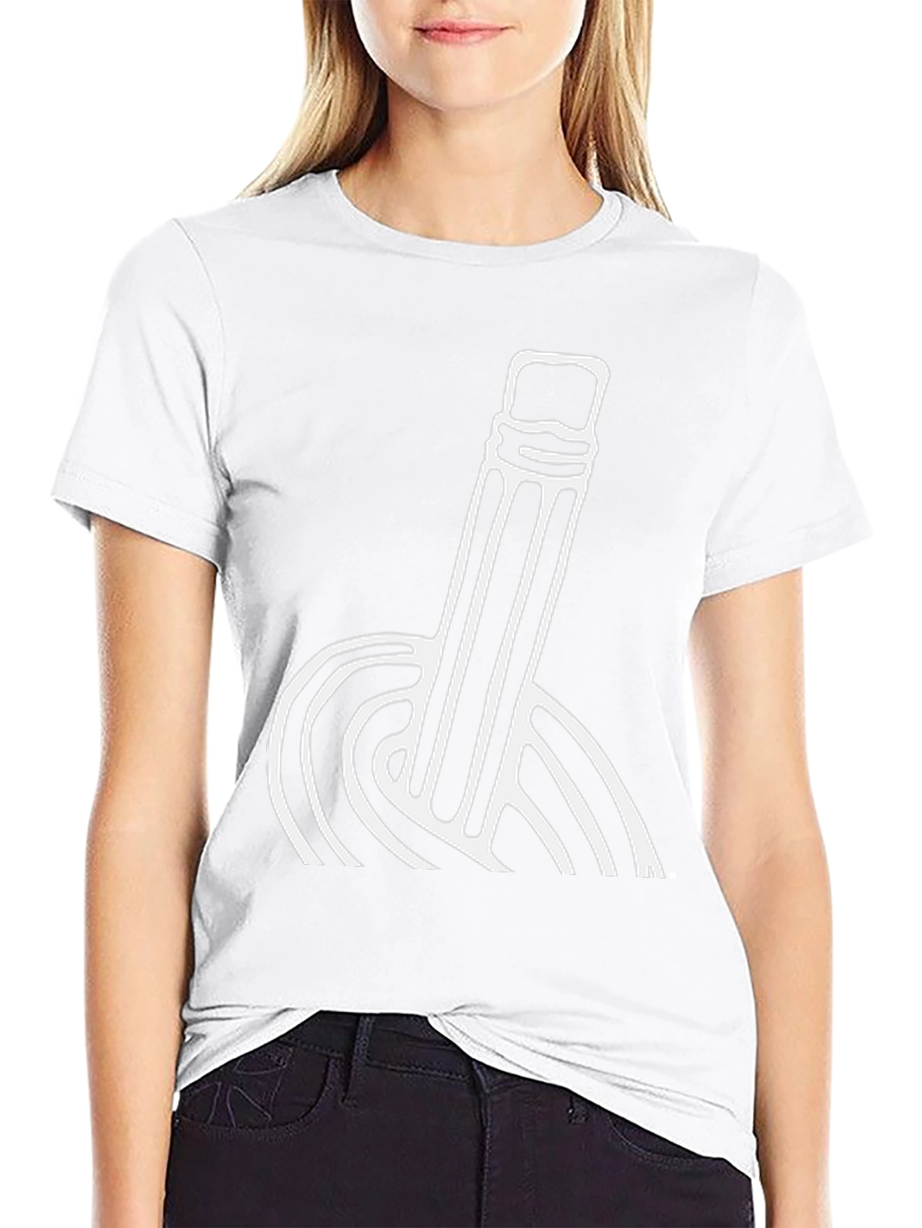 Modern Pencil Graphic T-Shirt - Black