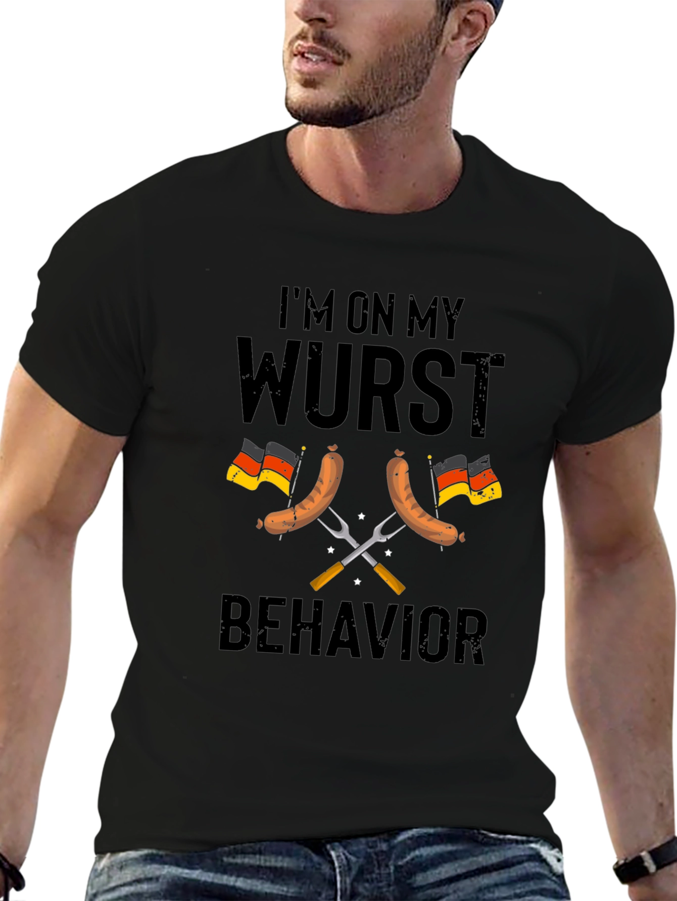 Wurst Behavior T-Shirt German Sausage Flag Funny Tee