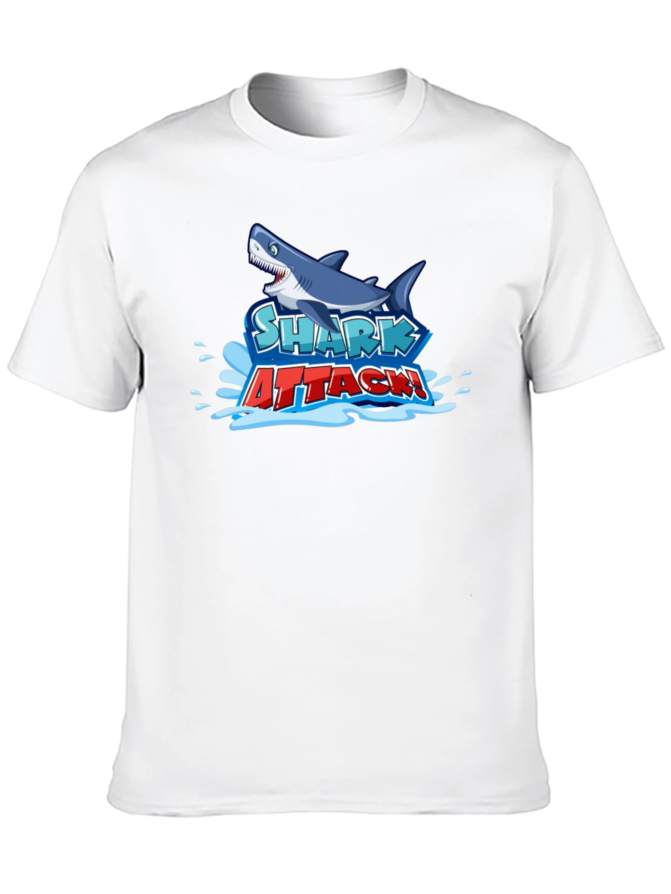 Shark Attack Graphic Tee - Black Cotton T-Shirt