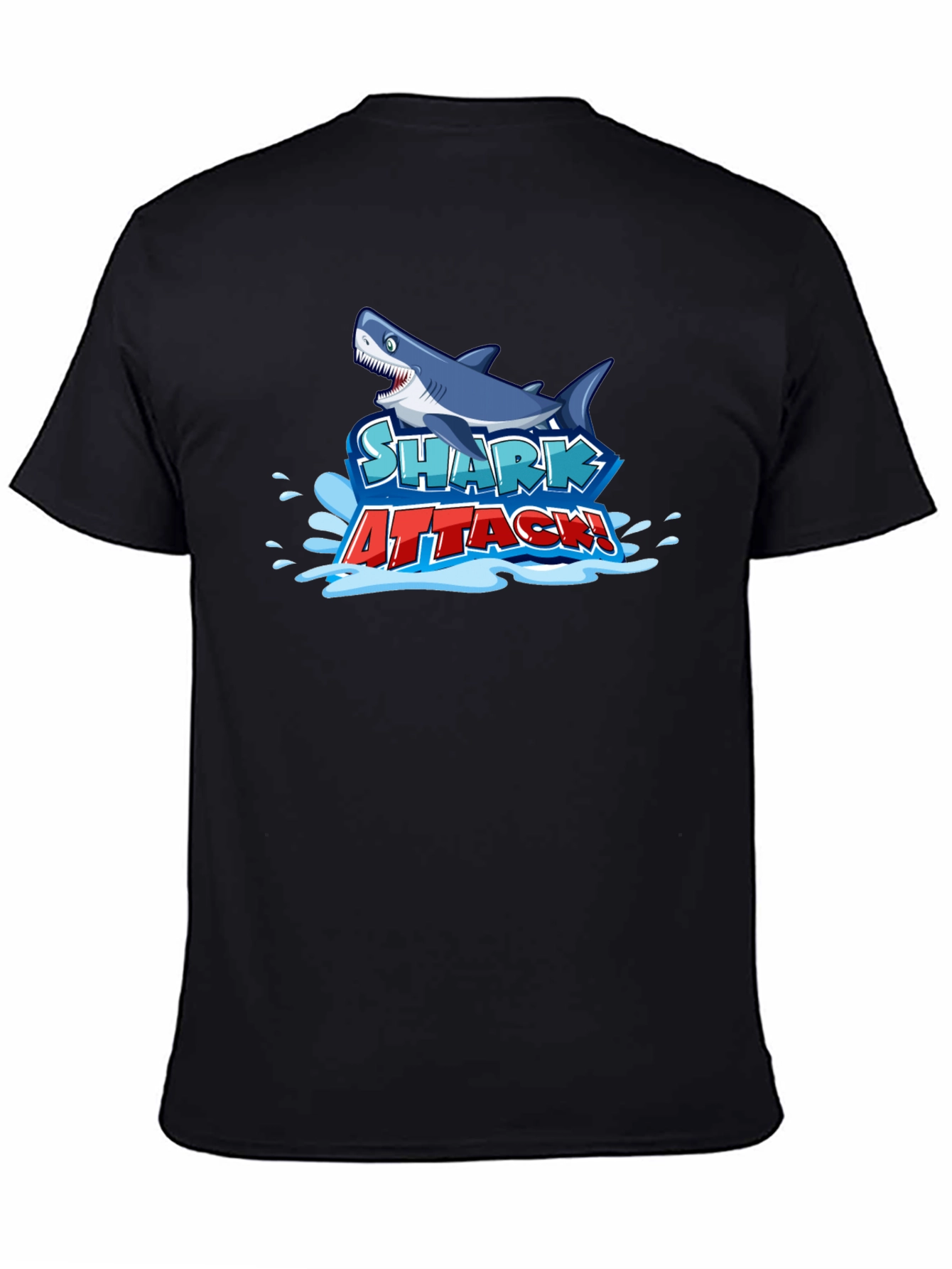 Shark Attack Graphic Tee - Black Cotton T-Shirt