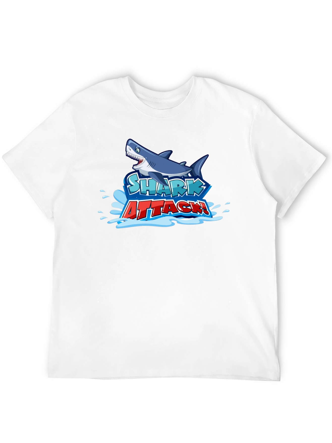 Shark Attack Graphic Tee - Black Cotton T-Shirt