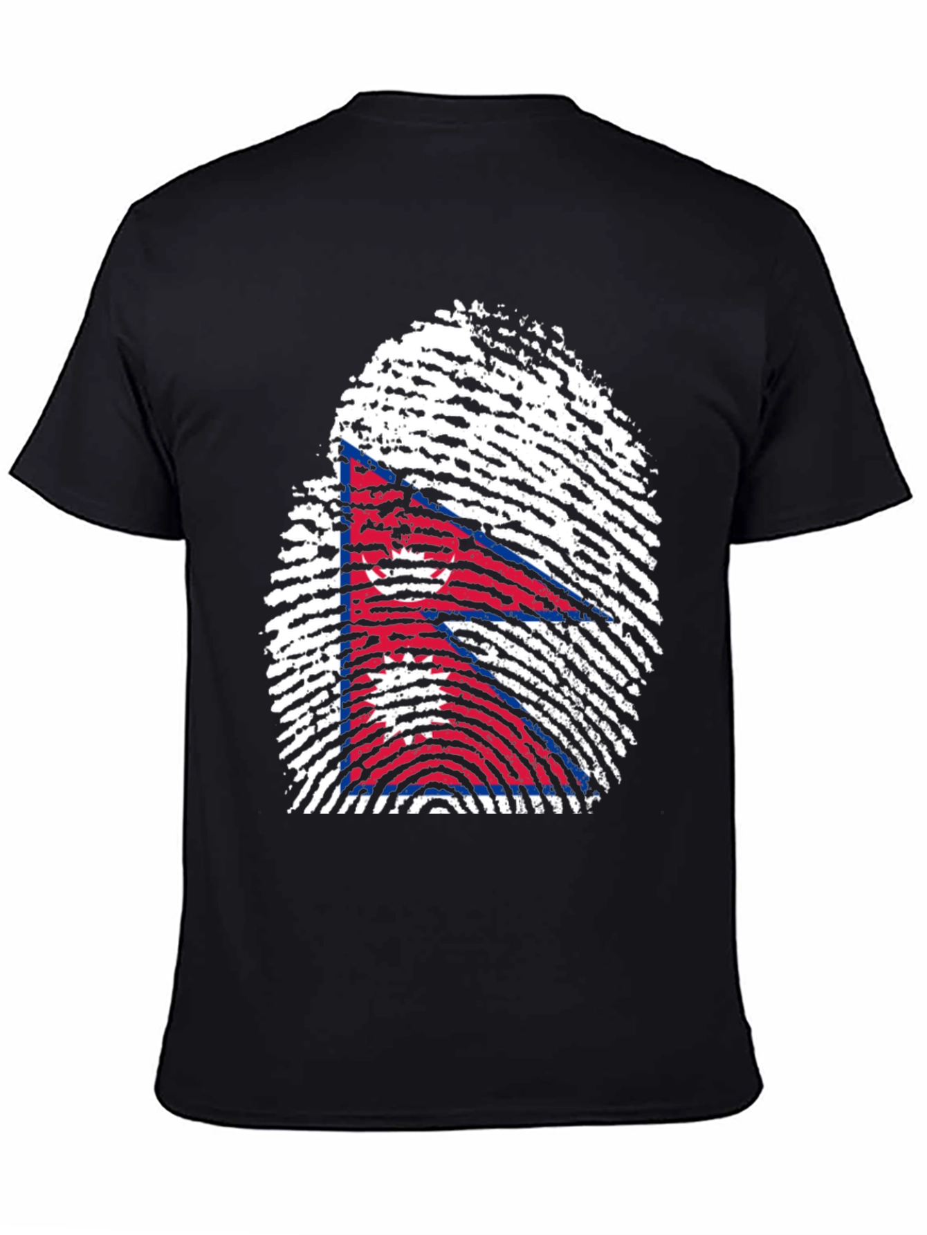 Nepal Flag Fingerprint T-Shirt - Black Graphic Tee