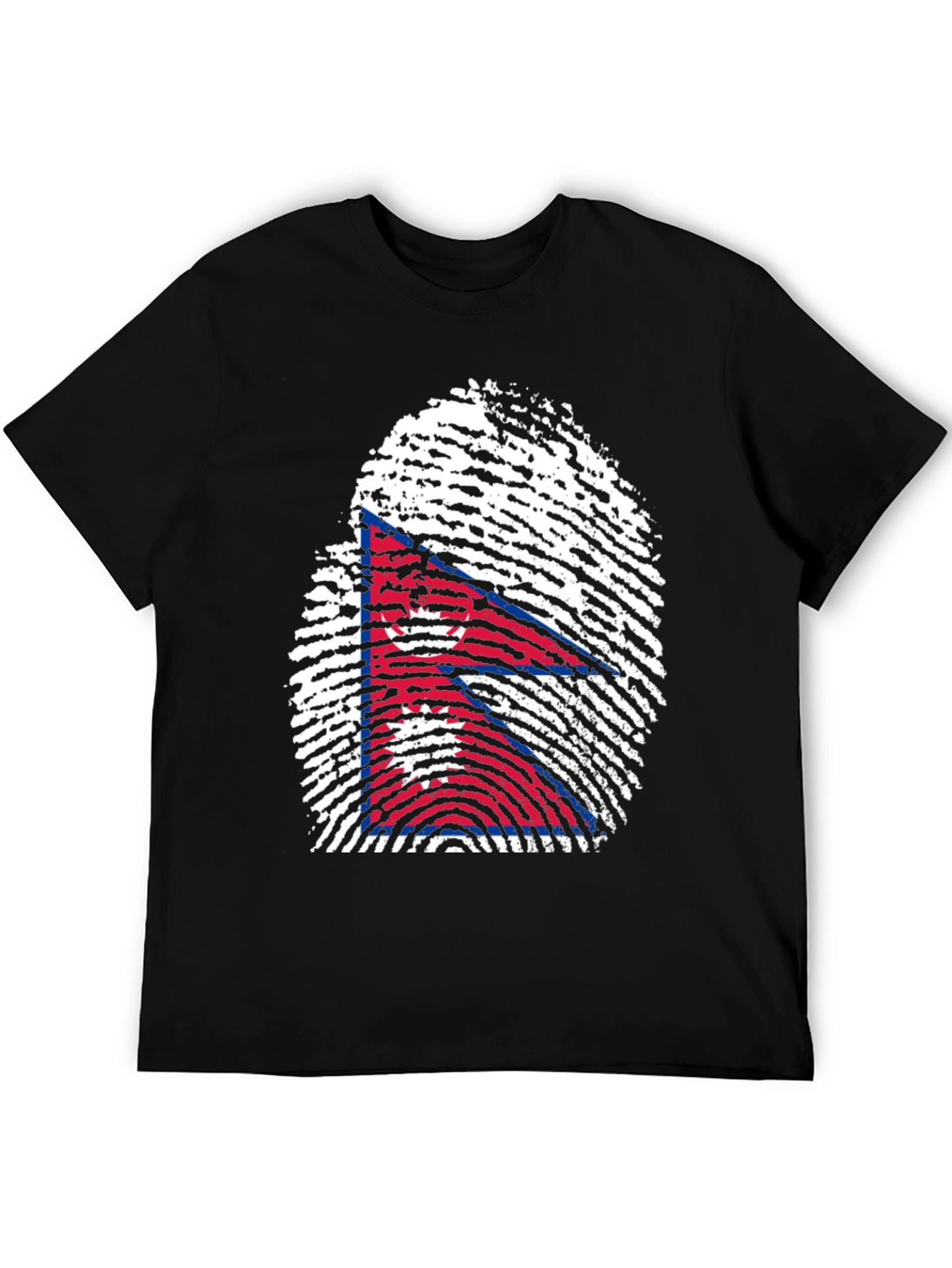 Nepal Flag Fingerprint T-Shirt - Black Graphic Tee