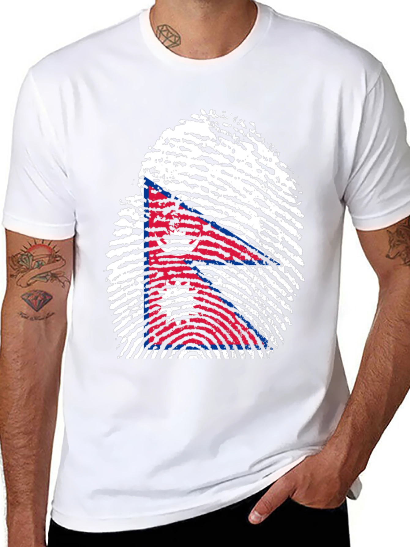 Nepal Flag Fingerprint T-Shirt - Black Graphic Tee