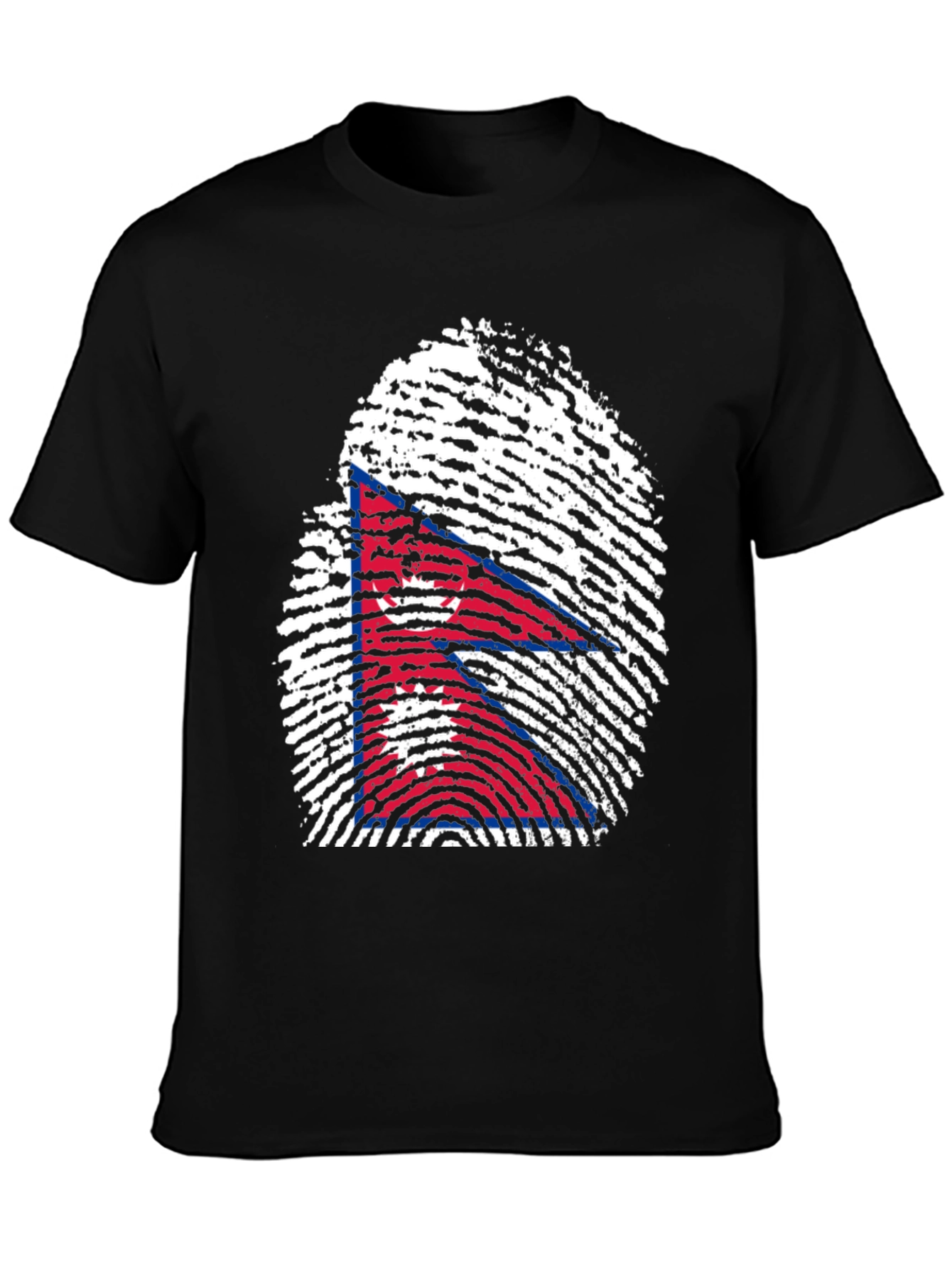 Nepal Flag Fingerprint T-Shirt - Black Graphic Tee